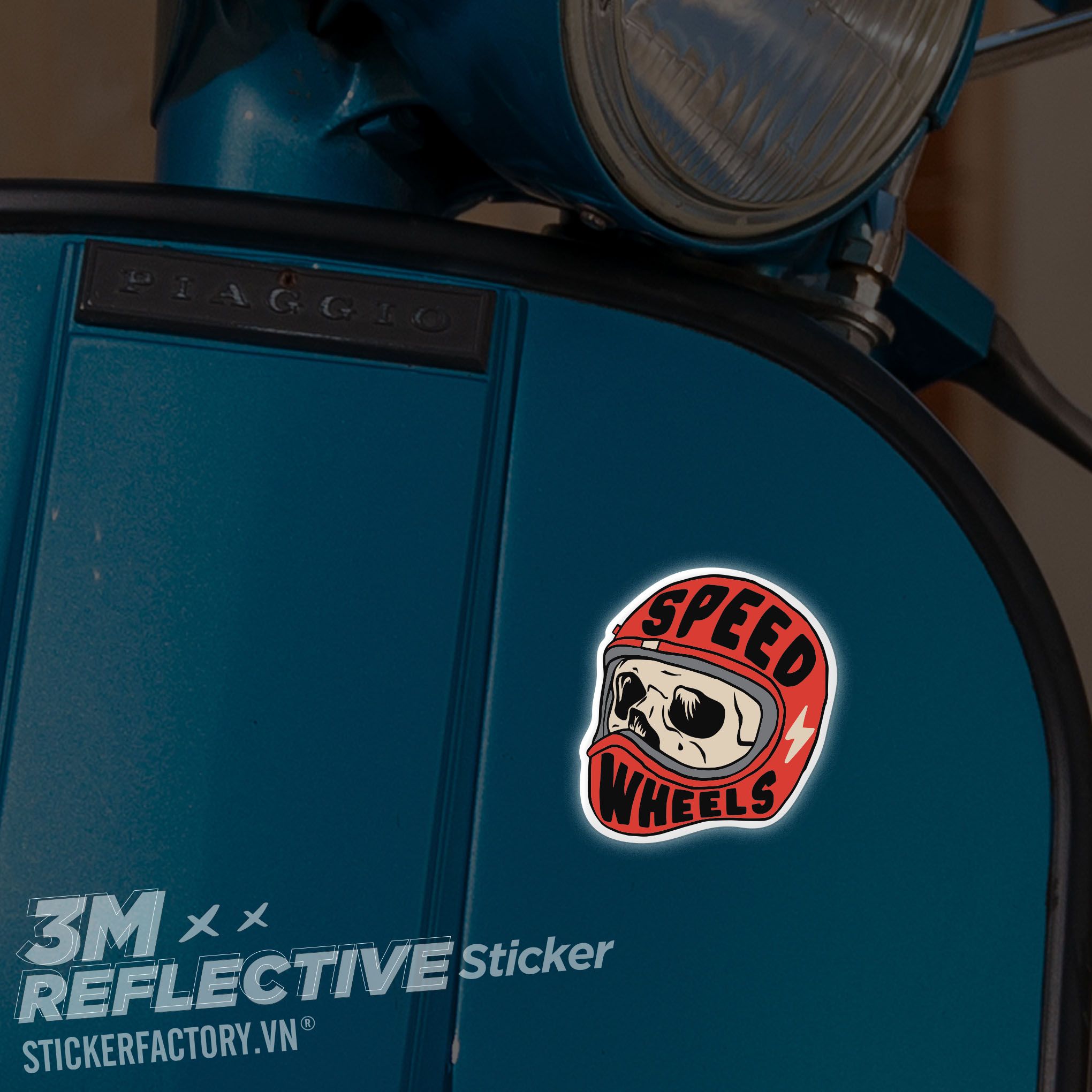 SPEED WHEELS SKULL HELMET 3M - Reflective Sticker Die-cut