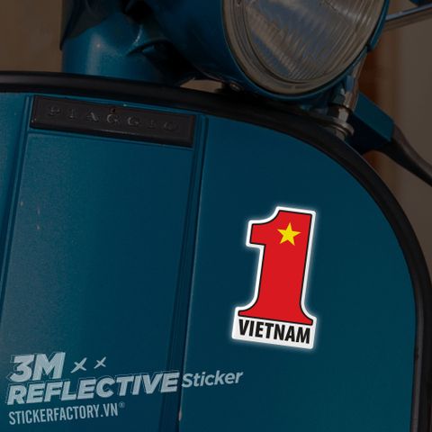 VIETNAM FLAG NUMBER 1 3M - Reflective Sticker Die-cut 