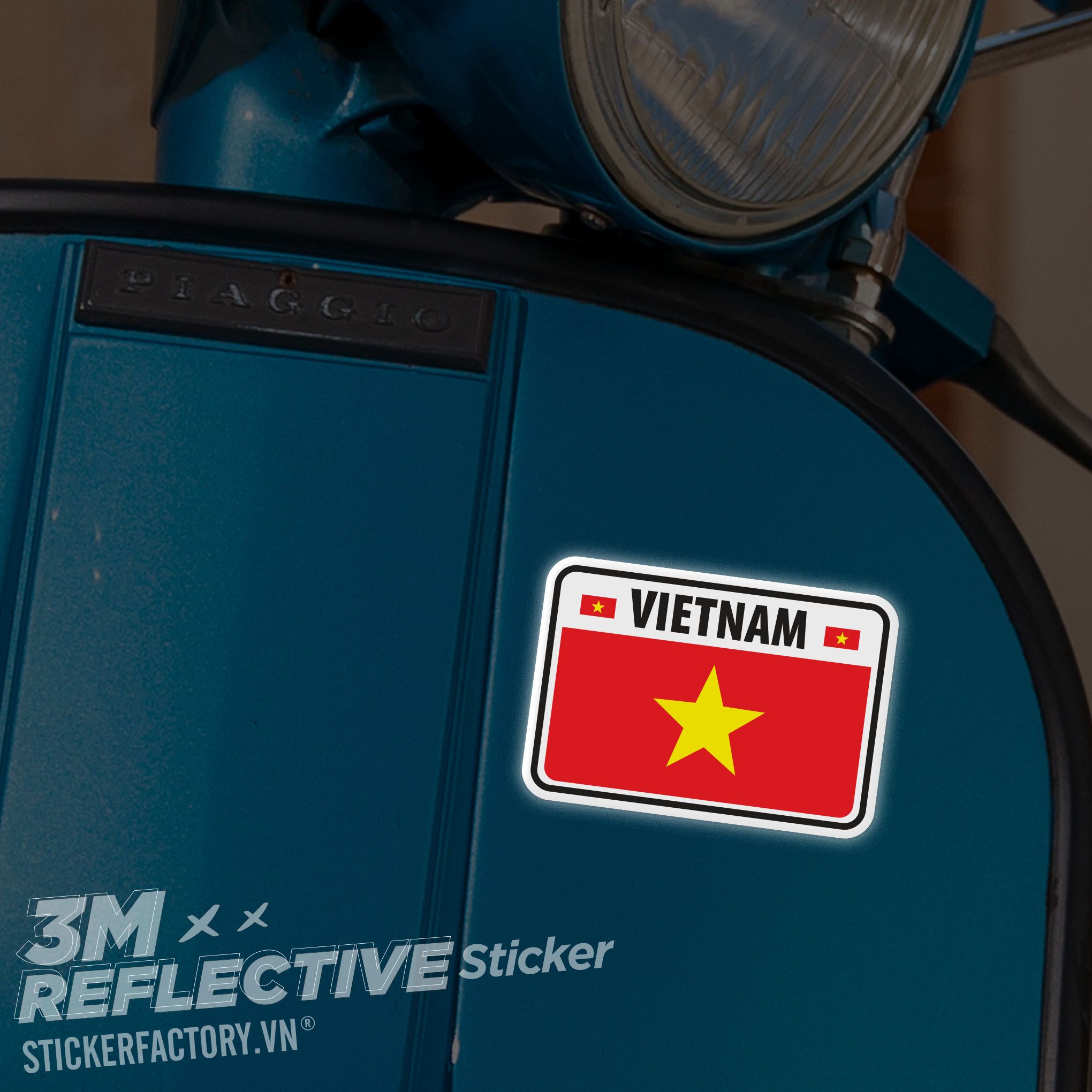 VIETNAM FLAG RECTANGLE 3M - Reflective Sticker Die-cut