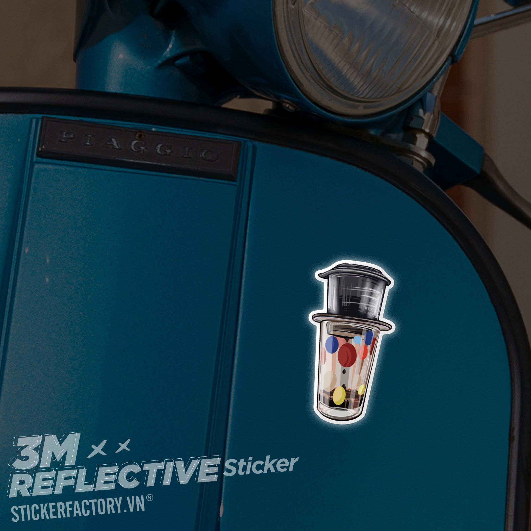 CÀ PHÊ ĐEN PHA PHIN LY CHẤM BI 3M - Reflective Sticker Die-cut