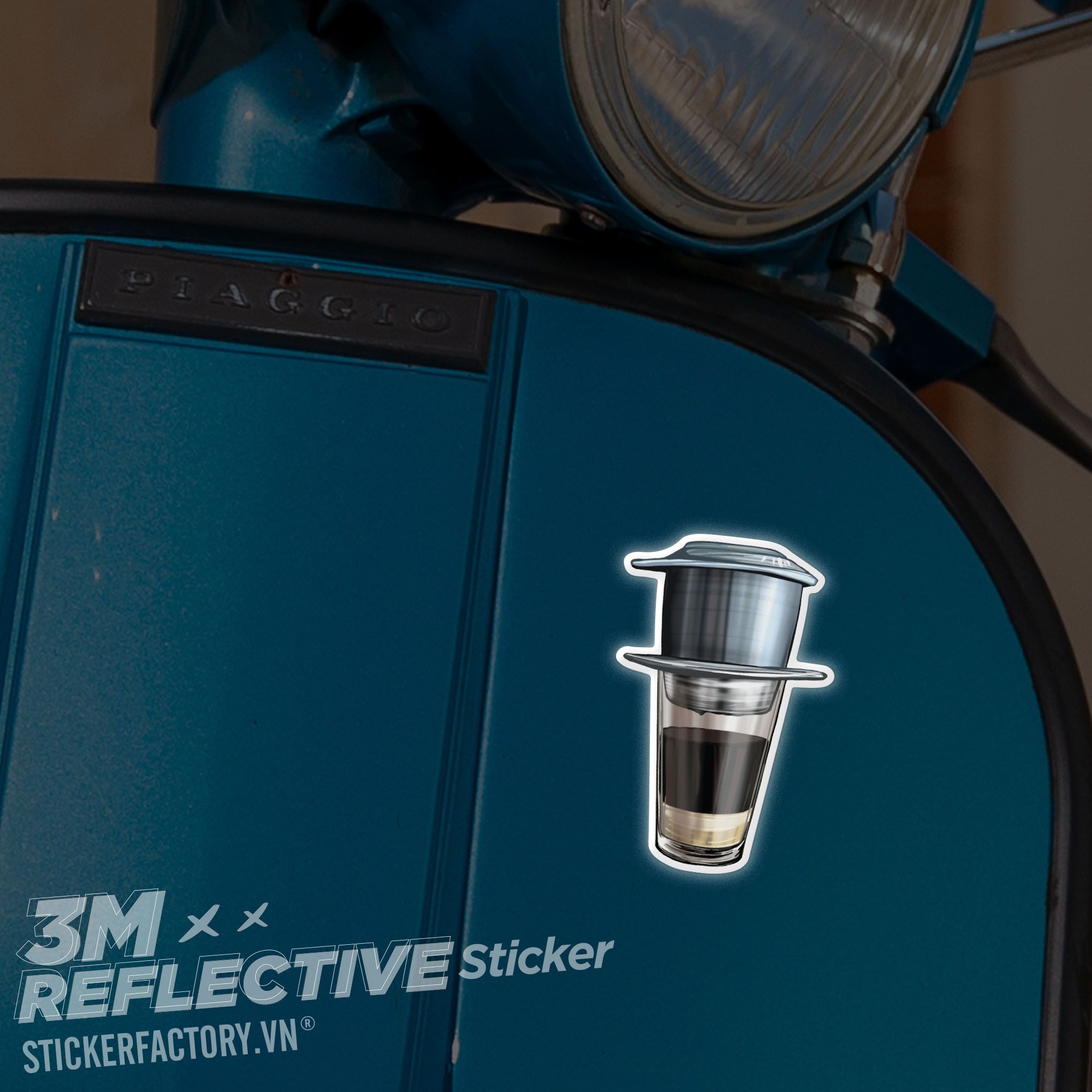 CÀ PHÊ SỮA PHA PHIN 3M - Reflective Sticker Die-cut