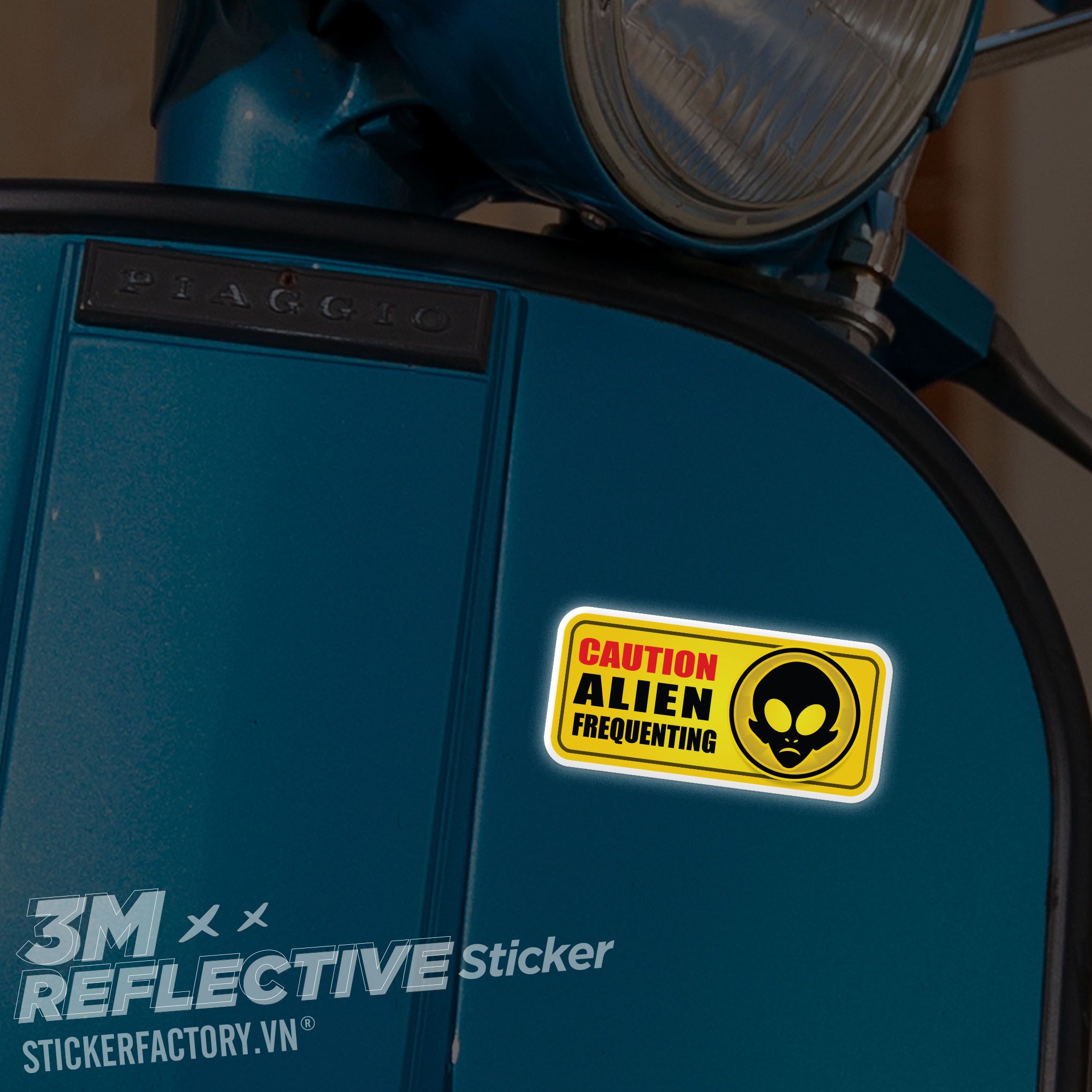 CAUTION ALIEN FREQUENTING 3M - Reflective Sticker Die-cut