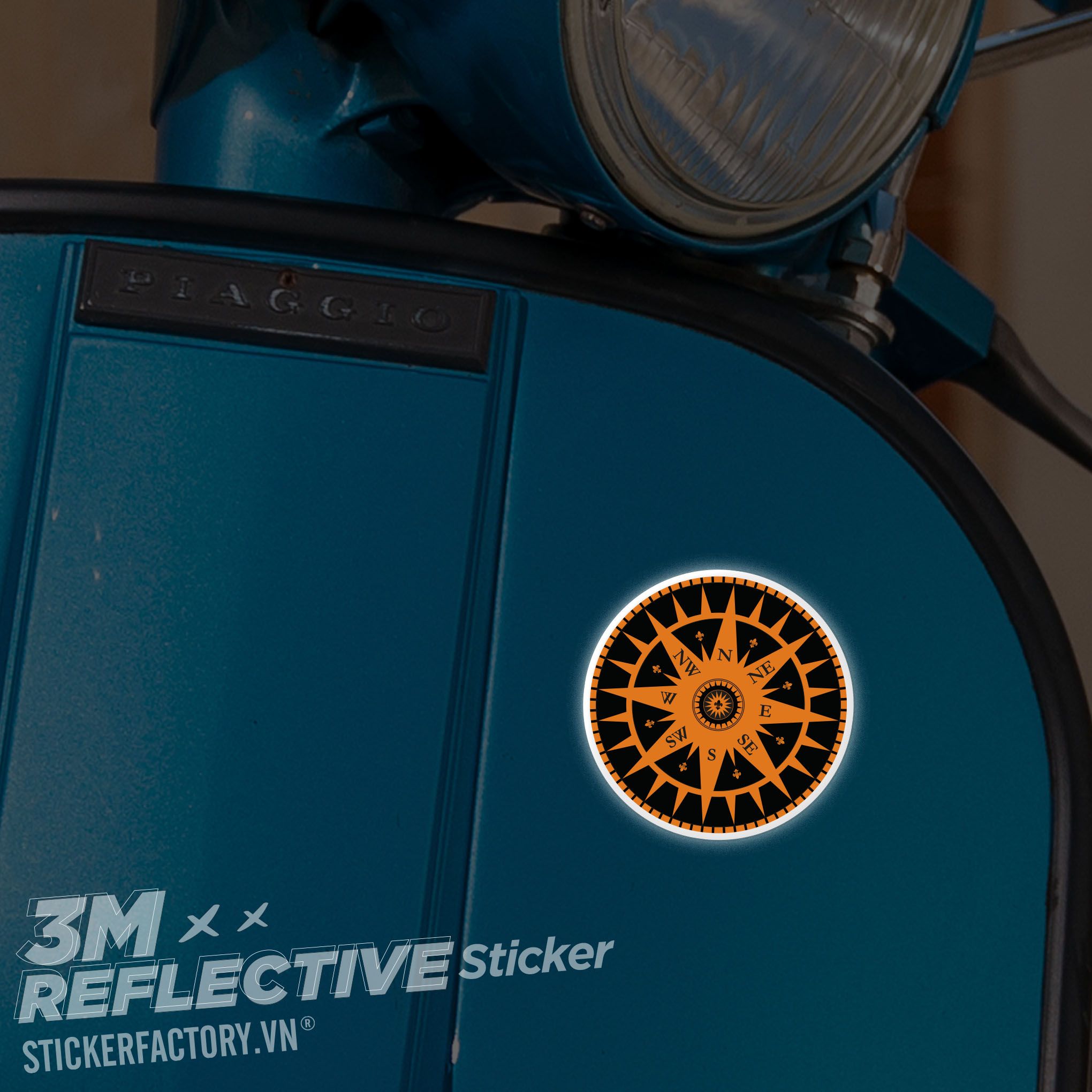 VINTAGE COMPASS 3M - Reflective Sticker Die-cut