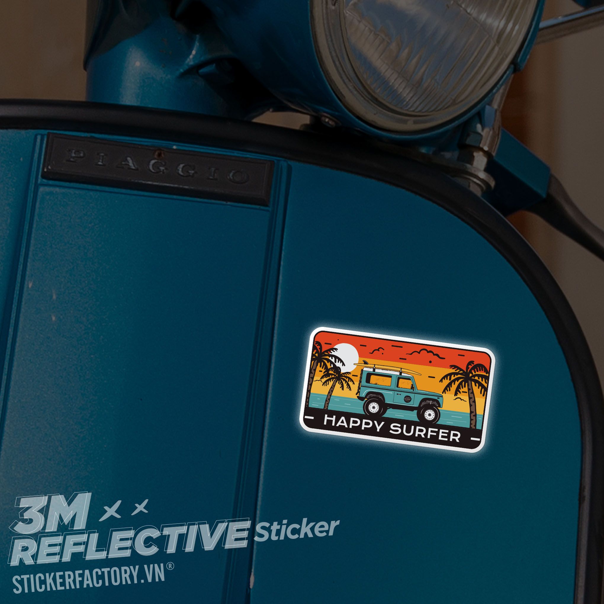 HAPPY SURFER 3M - Reflective Sticker Die-cut