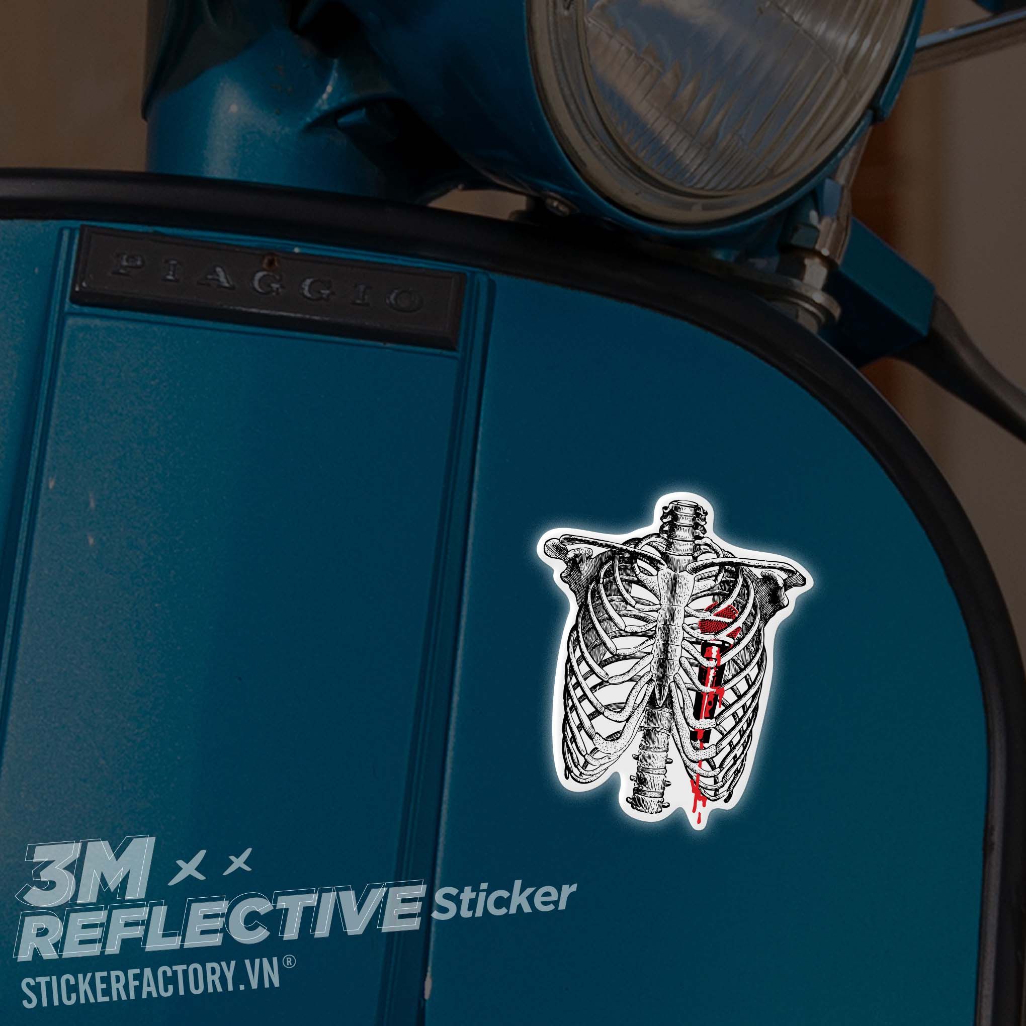 SKELETON MICROPHONE HEART 3M - Reflective Sticker Die-cut