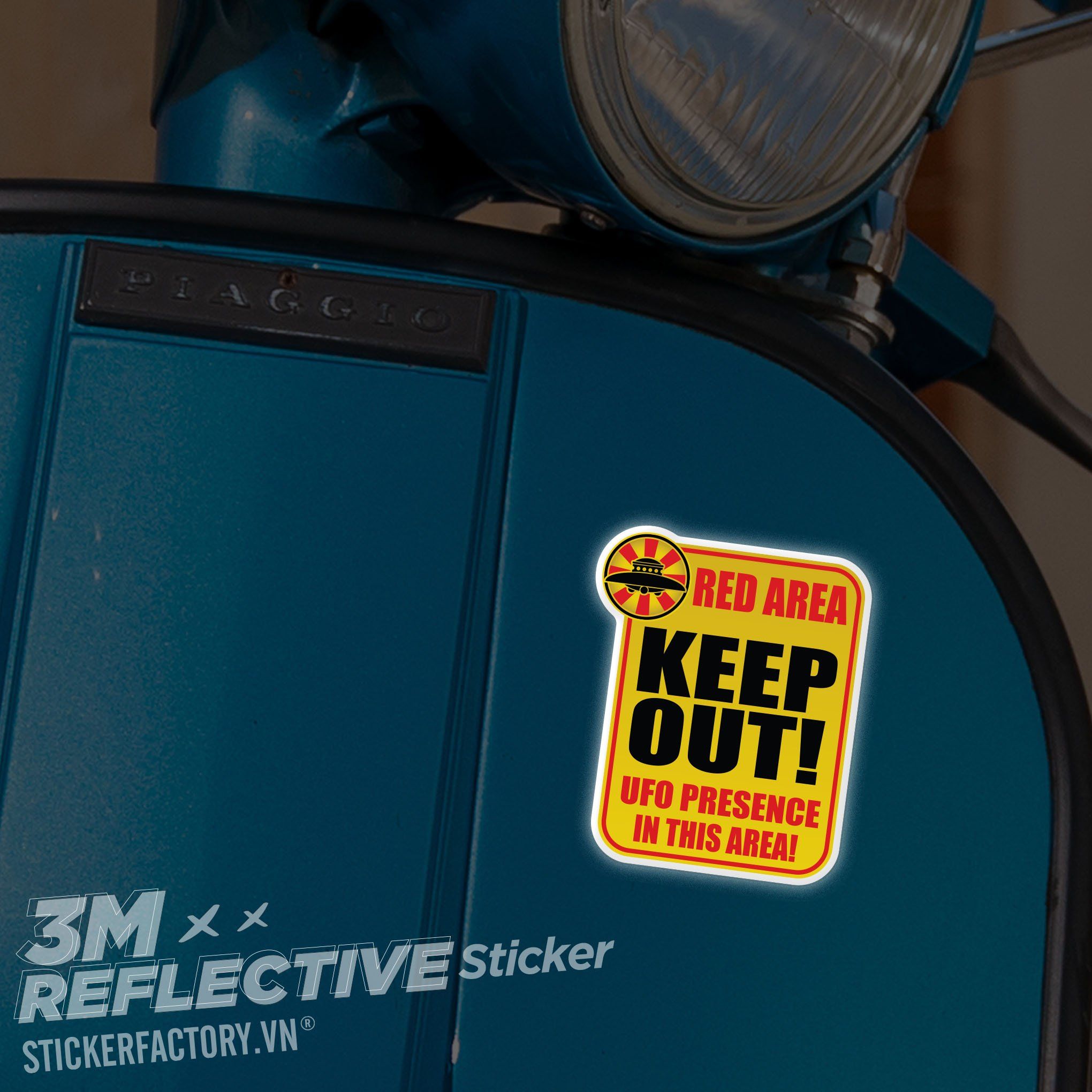 RED AREA KEEP OUT 3M - Reflective Sticker Die-cut