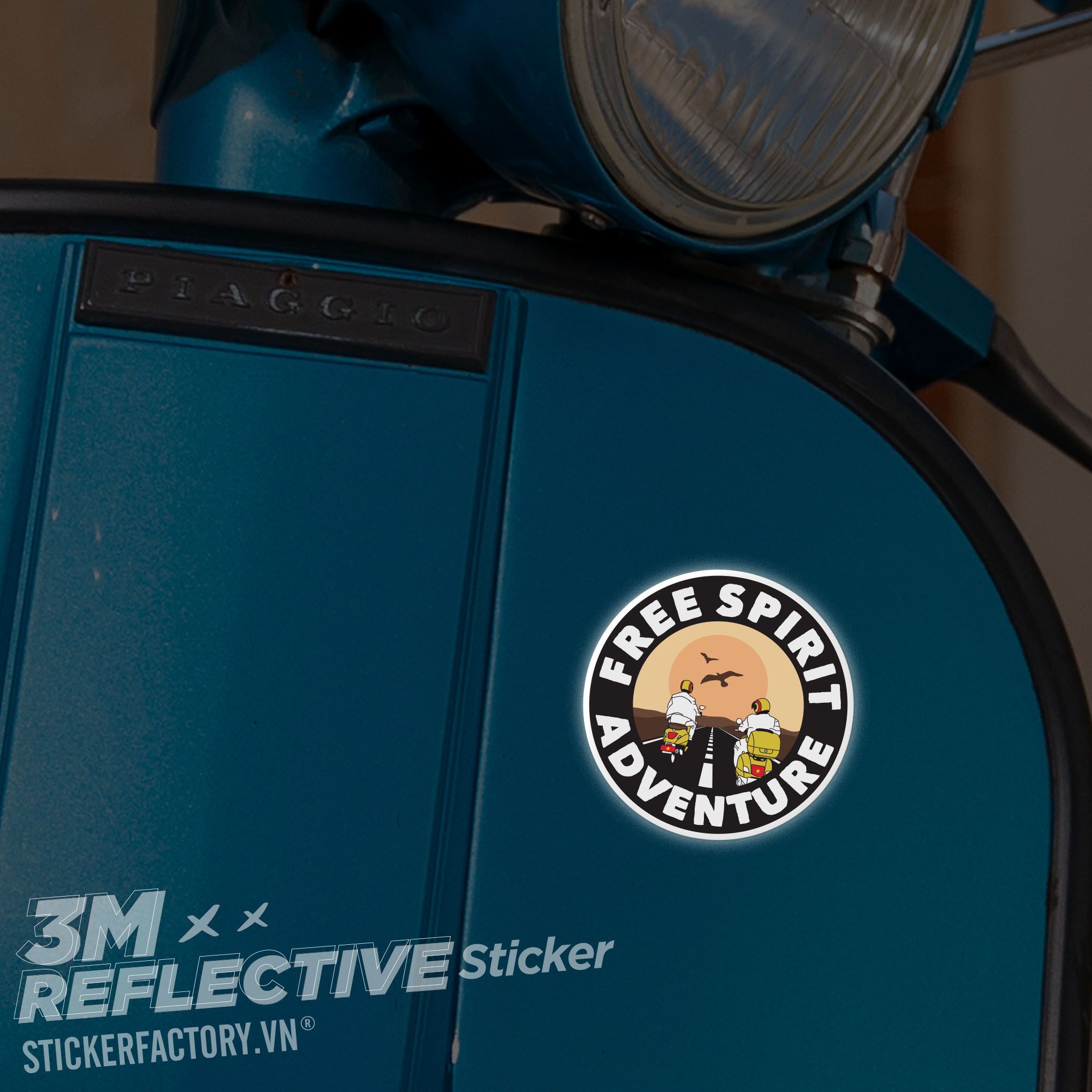 VESPA FREE SPIRIT ADVENTURE 3M - Reflective Sticker Die-cut