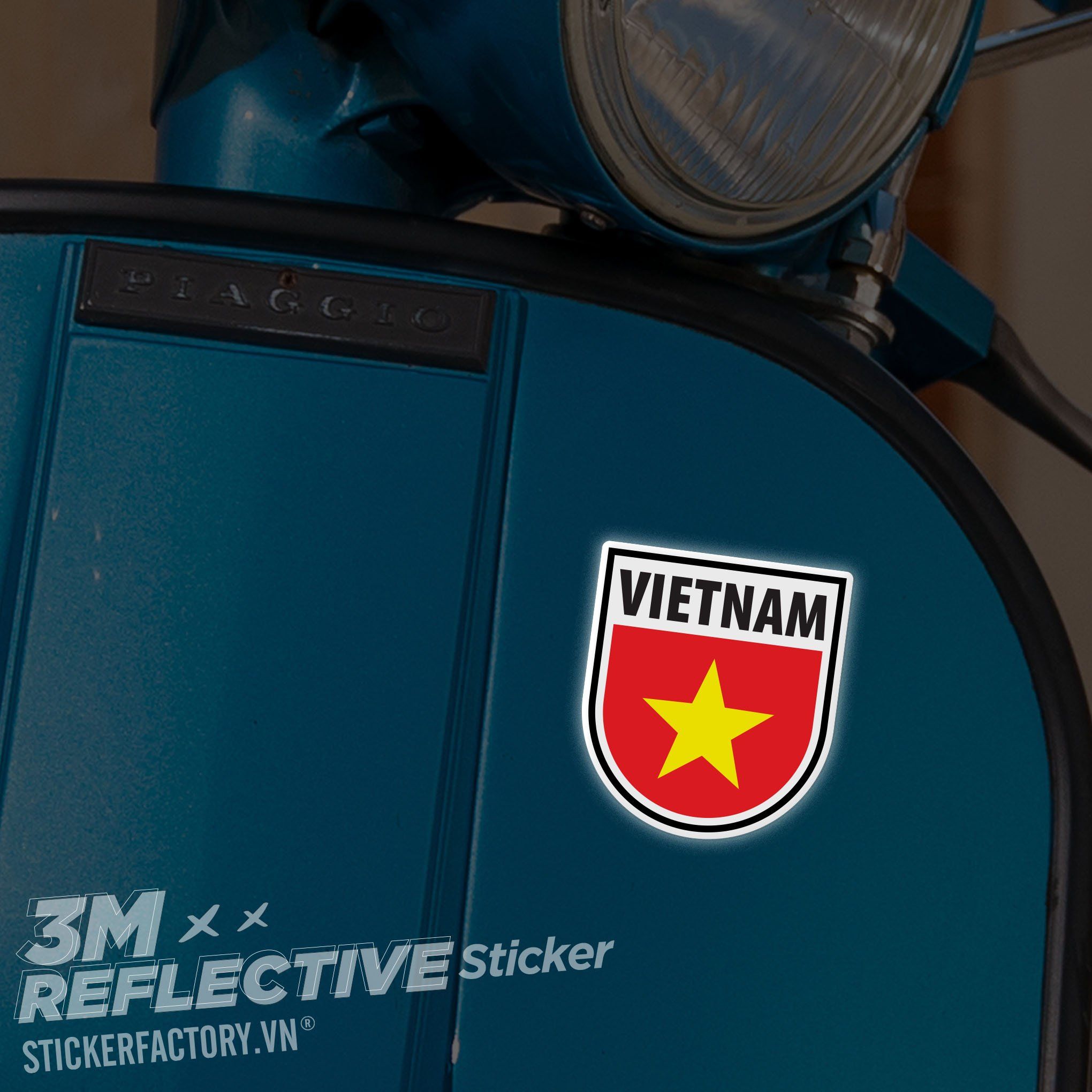 VIETNAM FLAG SHIELD 3M - Reflective Sticker Die-cut