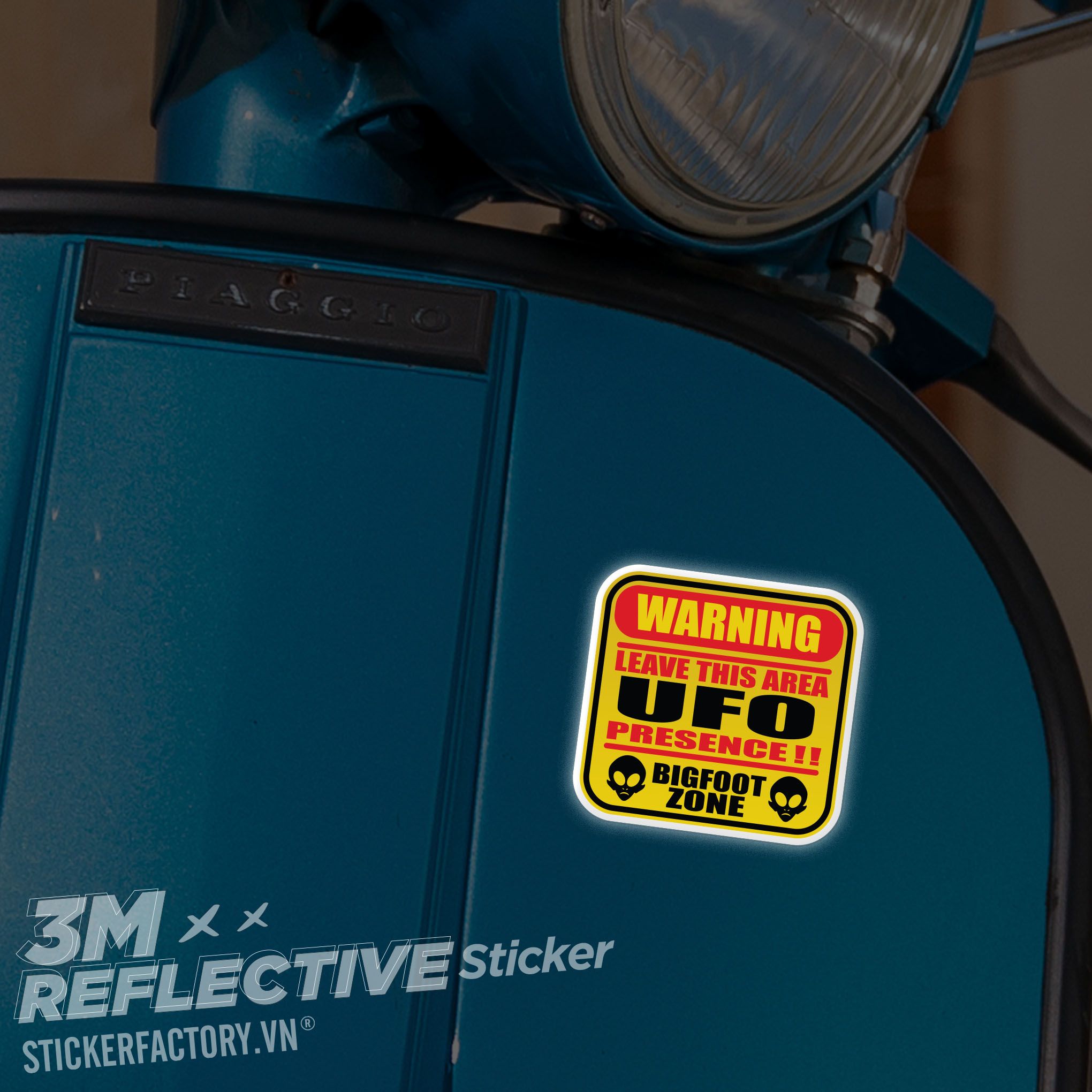 WARNING UFO 3M - Reflective Sticker Die-cut