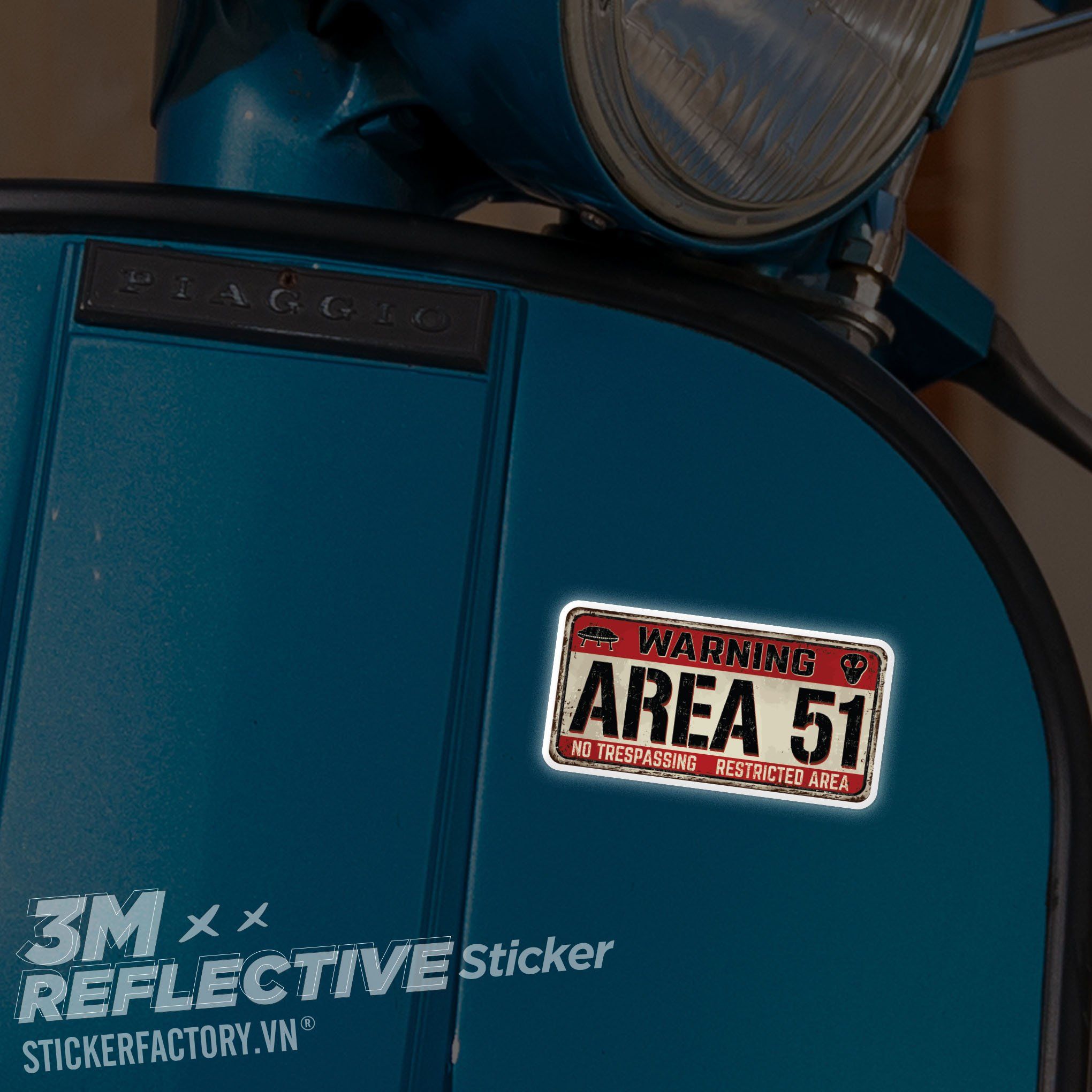WARNING AREA 51 3M - Reflective Sticker Die-cut