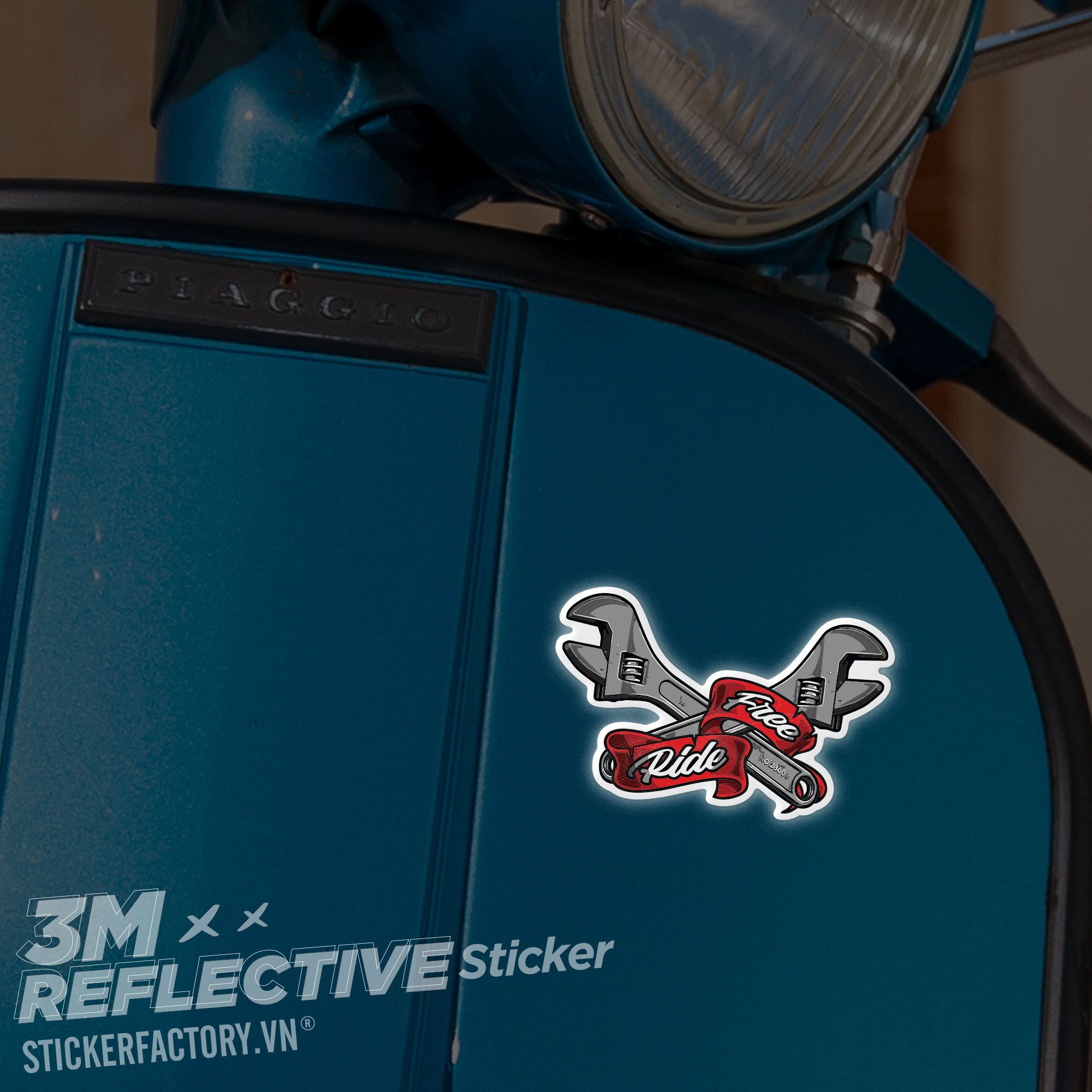 WRENCH FREE RIDE 3M - Reflective Sticker Die-cut