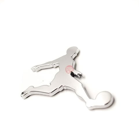  Football logo bạc - Sticker hình dán metal kim loại 3D 