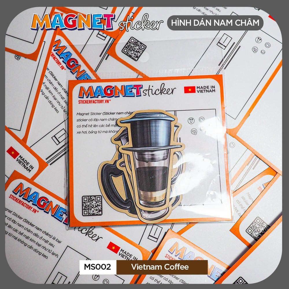 MS002 Vietnam Coffee - Set 4 Magnet Sticker - Hình dán nam châm