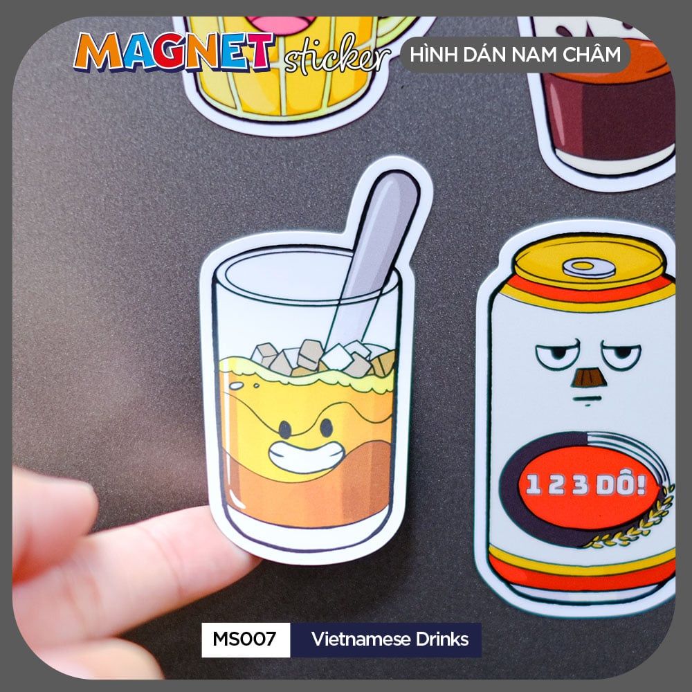 MS007 Vietnamese Drinks - Set 4 Magnet Sticker - Hình dán nam châm