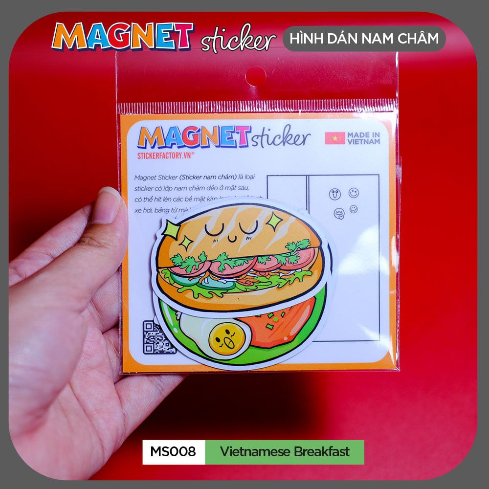 MS008 Vietnamese Breakfast - Set 4 Magnet Sticker - Hình dán nam châm