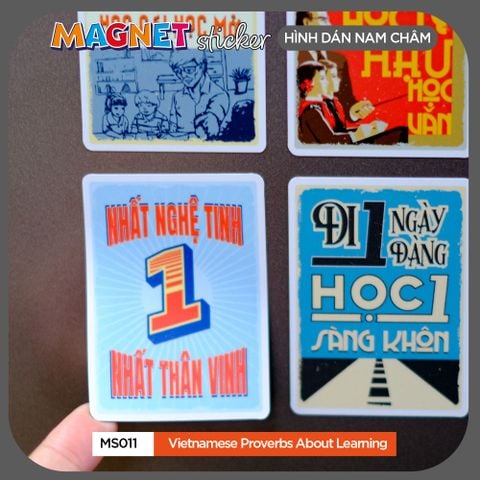  MS011 Vietnamese Proverbs About Learning - Set 4 Magnet Sticker - Hình dán nam châm 