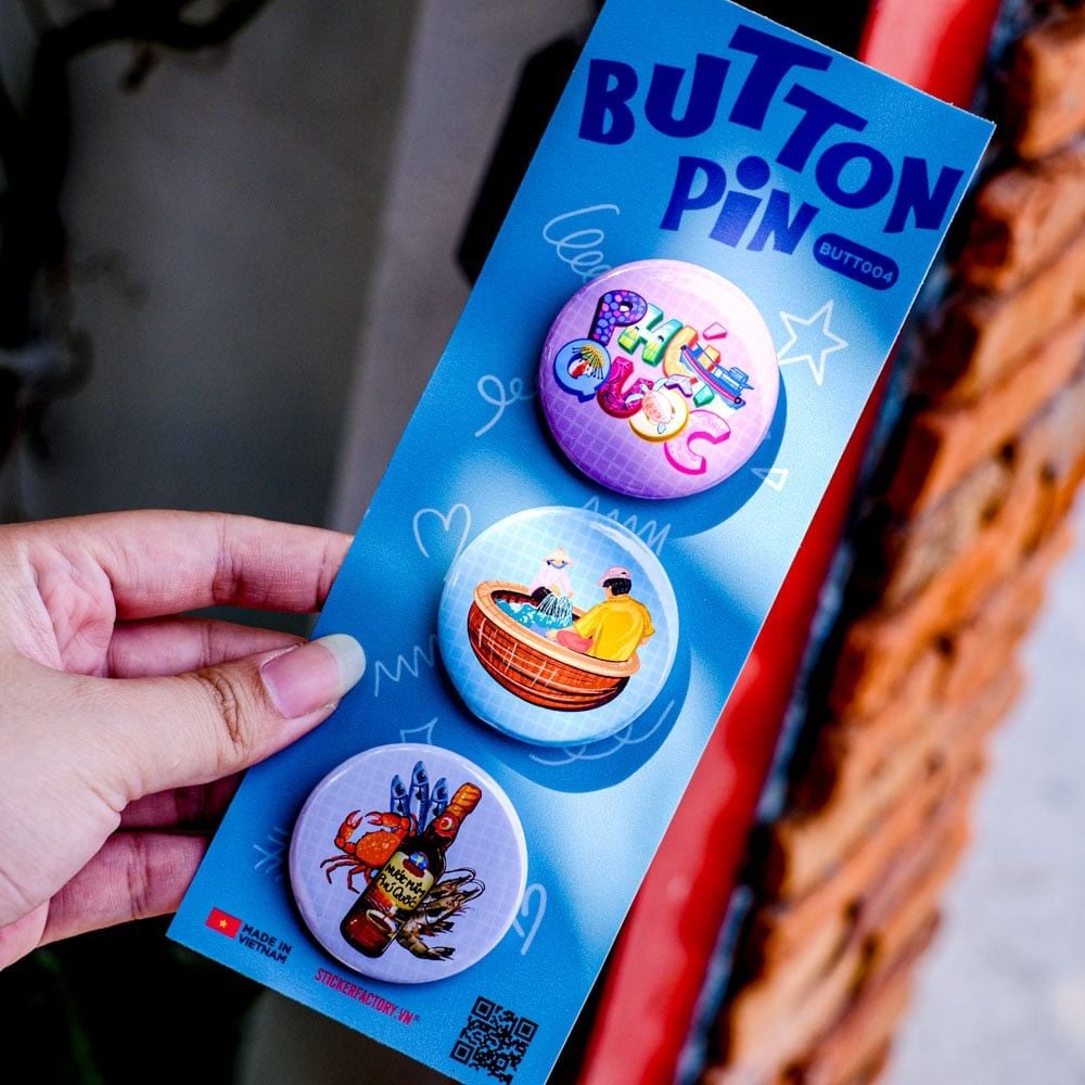 BUTT004 Phú Quốc - Set 3 Button Pin - Huy hiệu nhựa tròn