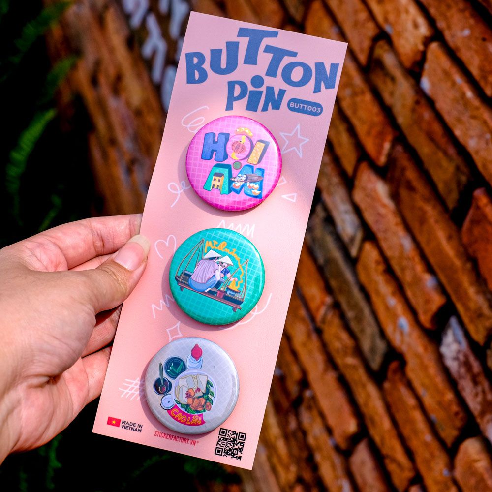 BUTT003 Hội An - Set 3 Button Pin - Huy hiệu nhựa tròn