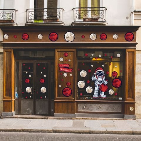  ASTRONAUT SANTA CLAUS - Noel Decoration Sticker 