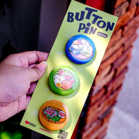  BUTT007 Ẩm Thực Việt Nam - Set 3 Button Pin - Huy hiệu nhựa tròn 