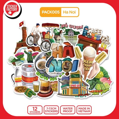  PACK005 Ha Noi - Set 12 Die Cut Sticker Pack 