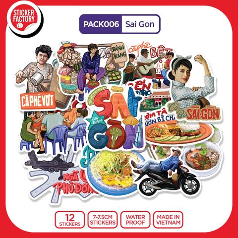  PACK006 Sai Gon - Set 12 Die Cut Sticker Pack 