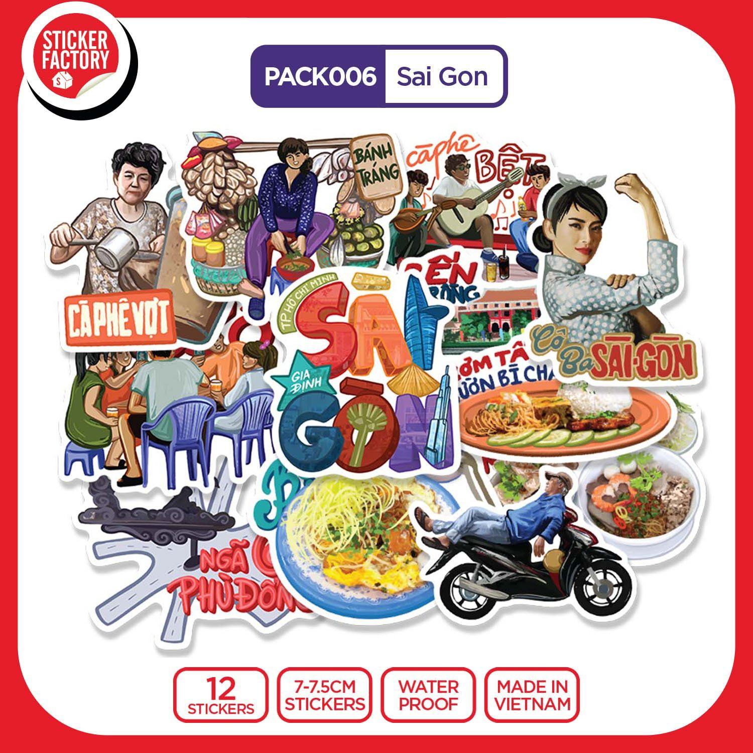PACK006 Sai Gon - Set 12 Die Cut Sticker Pack