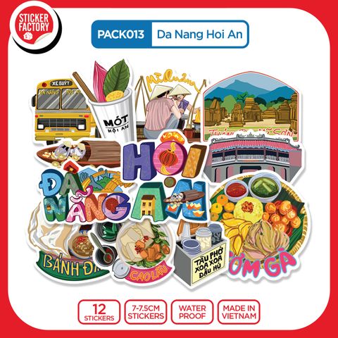  PACK013 Da Nang Hoi An - Set 12 Die Cut Sticker Pack 