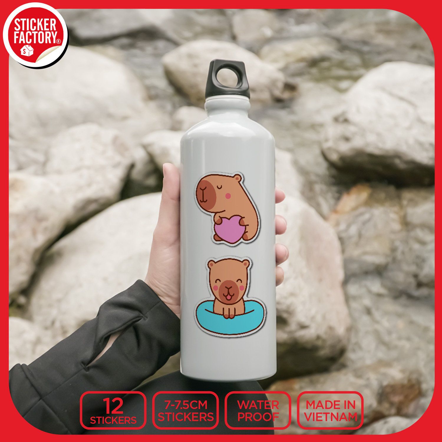 SET12001 CAPYBARA – Set 12 Die Cut Sticker Pack