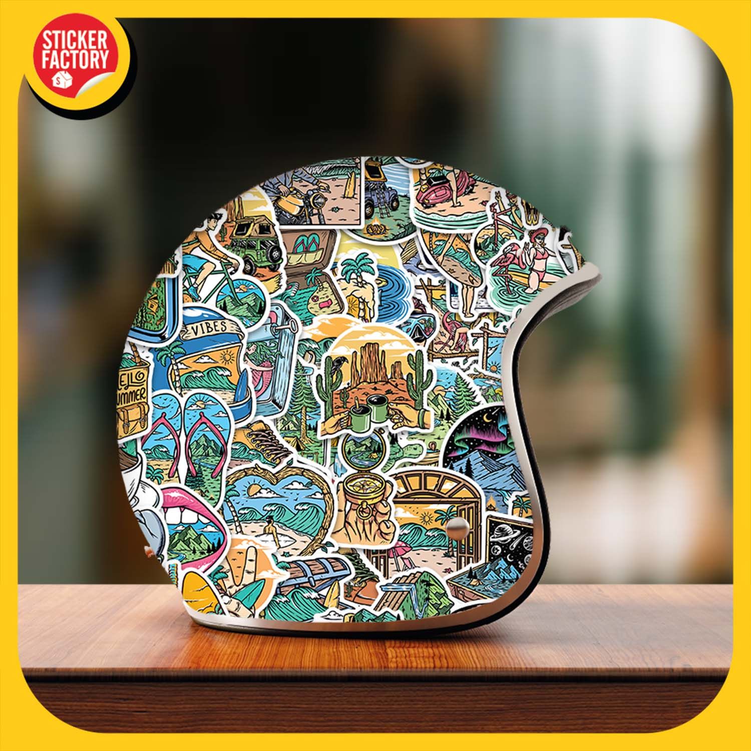 Outdoor Travel- Set 100 sticker hình dán