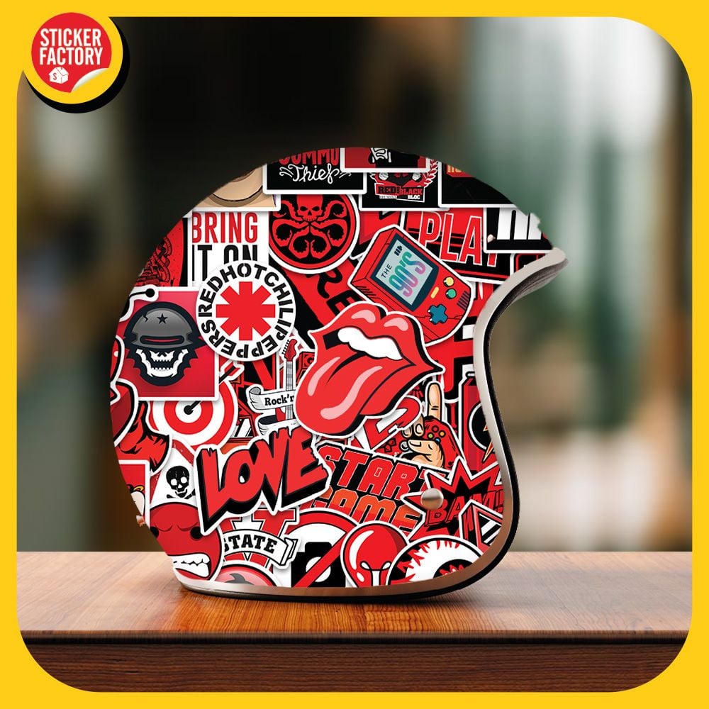 Black Red - Set 100 sticker hình dán