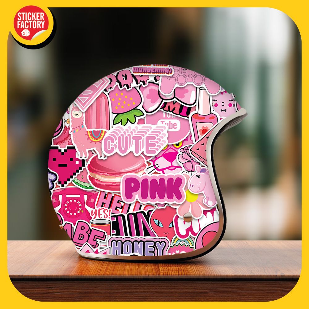 Pink màu hồng - Set 100 sticker hình dán