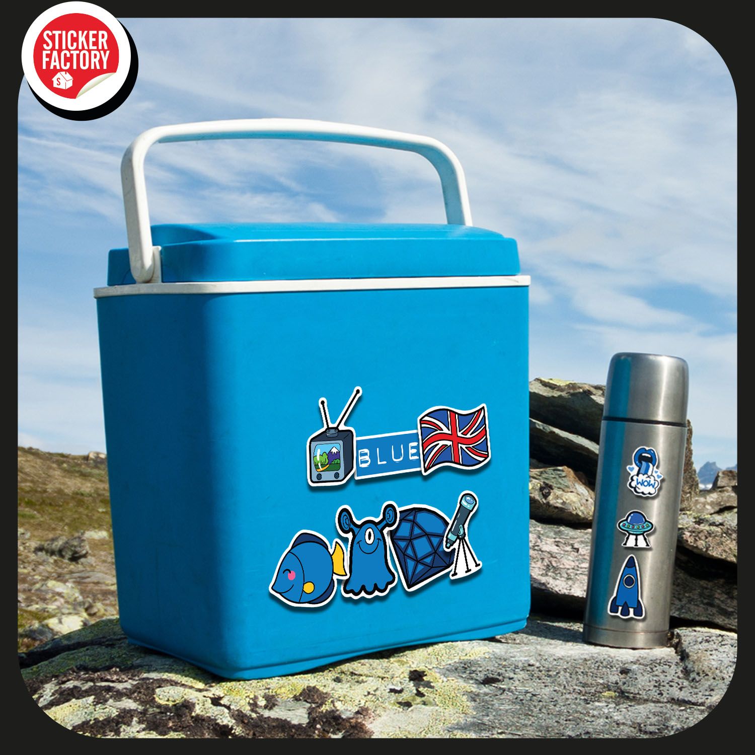 Blue Color - Set 30 sticker hình dán