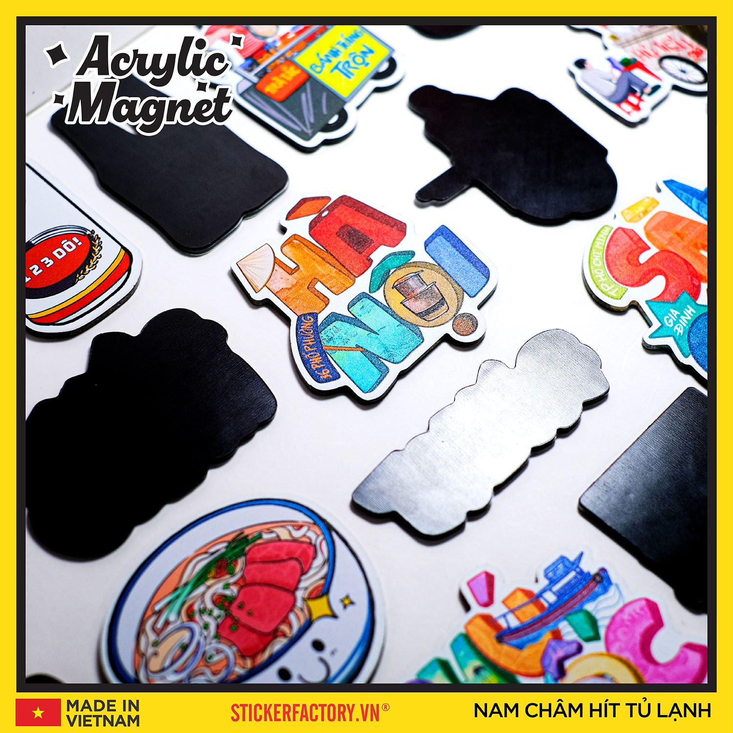 AM0003 Lon Bia 123 Dzô - Nam châm hít tủ lạnh Acrylic Magnet