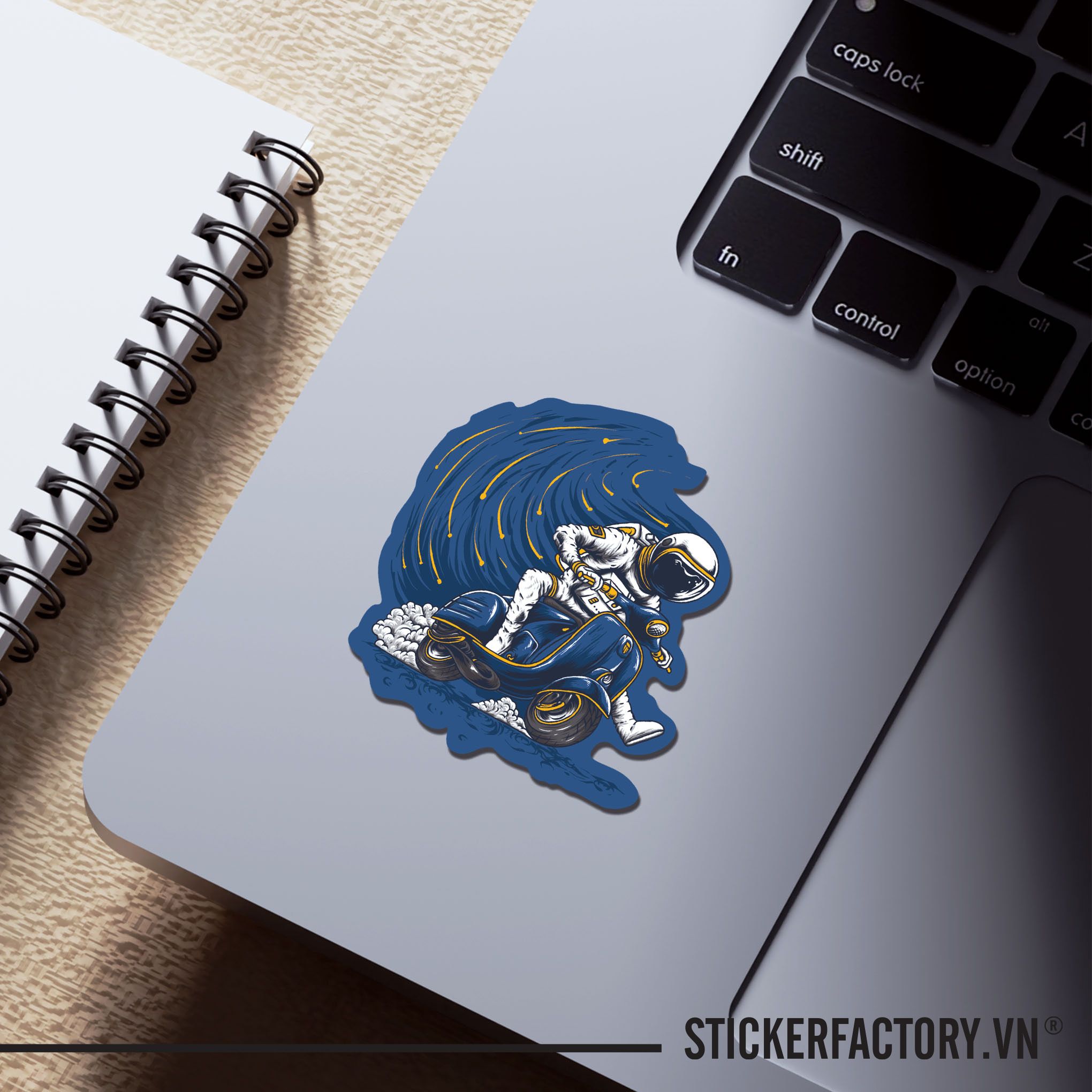 ASTRONAUT BIKER BLUE SCOOTER 7cm - Sticker Die-cut hình dán cắt rời