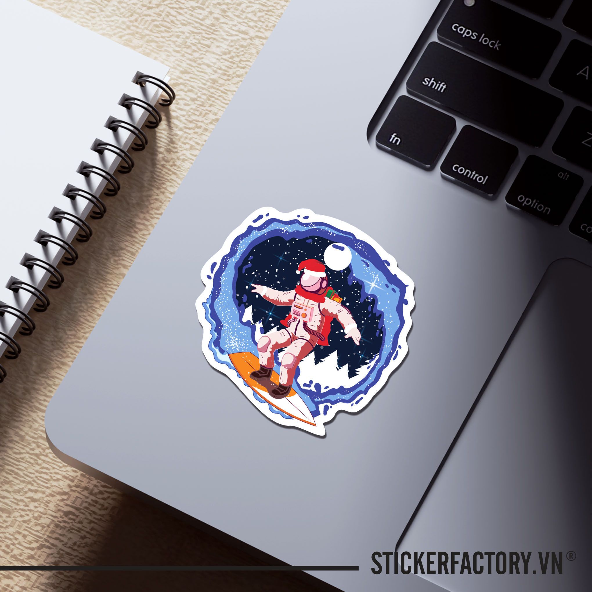 ASTRONAUT XMAS 7cm - Sticker Die-cut hình dán cắt rời