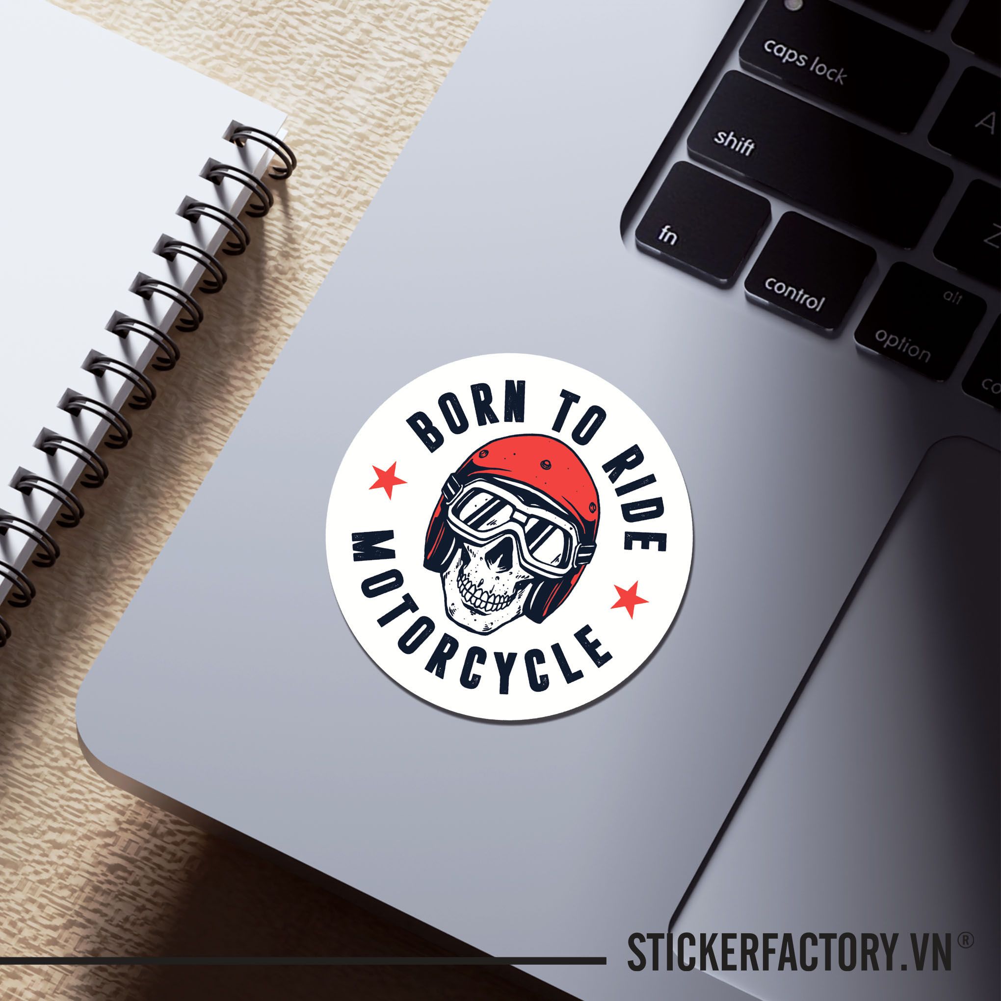 BORN TO RIDE LOGO MOTORCYCLE 7cm - Sticker Die-cut hình dán cắt rời