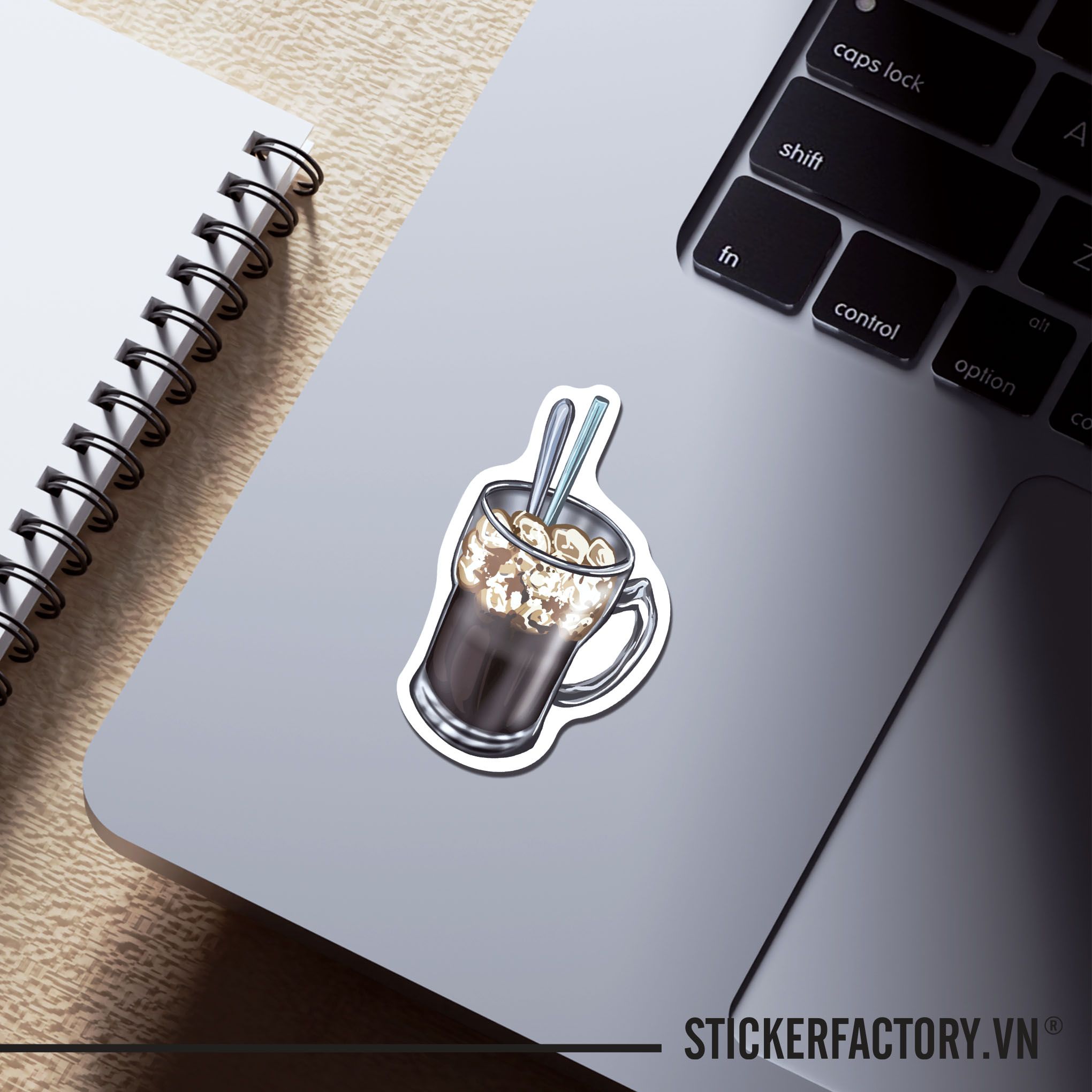 CÀ PHÊ ĐEN ĐÁ 7cm - Sticker Die-cut hình dán cắt rời