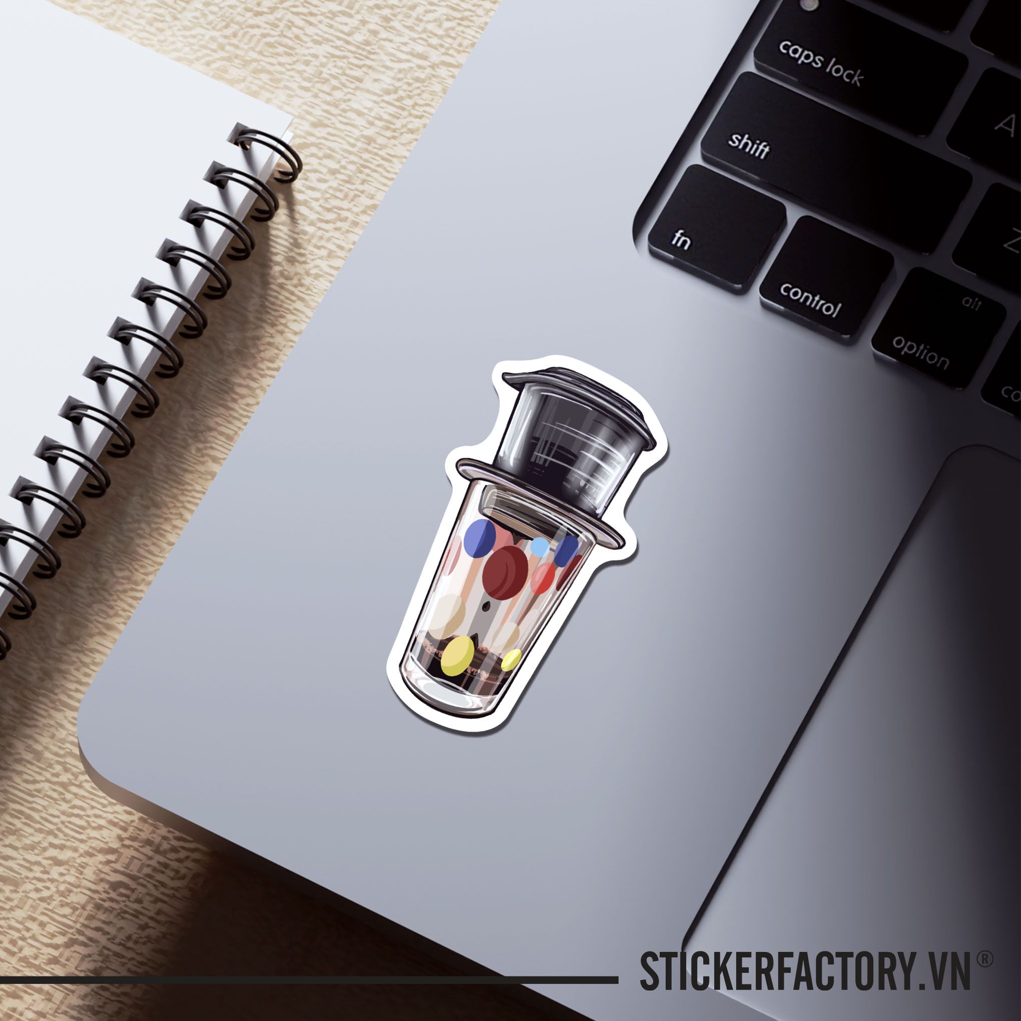CÀ PHÊ ĐEN PHA PHIN 7cm - Sticker Die-cut hình dán cắt rời