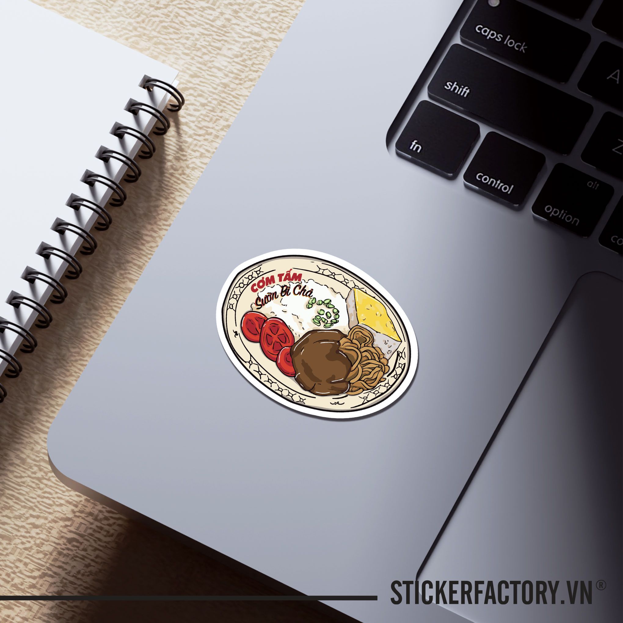 CƠM TẤM SƯỜN BÌ CHẢ 7cm - Sticker Die-cut hình dán cắt rời
