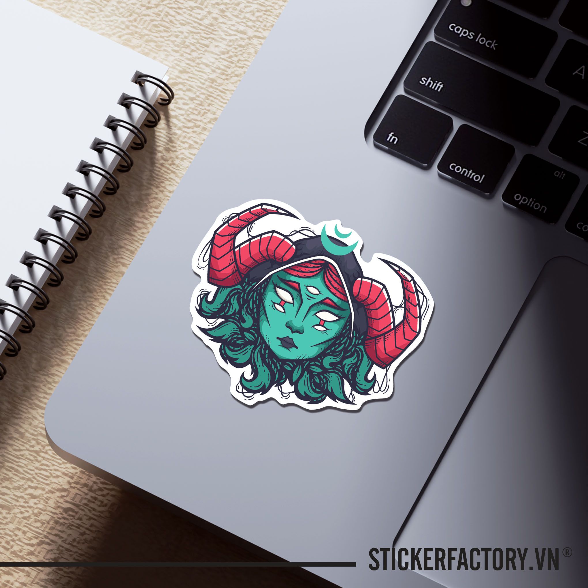 RED HORN DEMON GIRL 7cm - Sticker Die-cut hình dán cắt rời