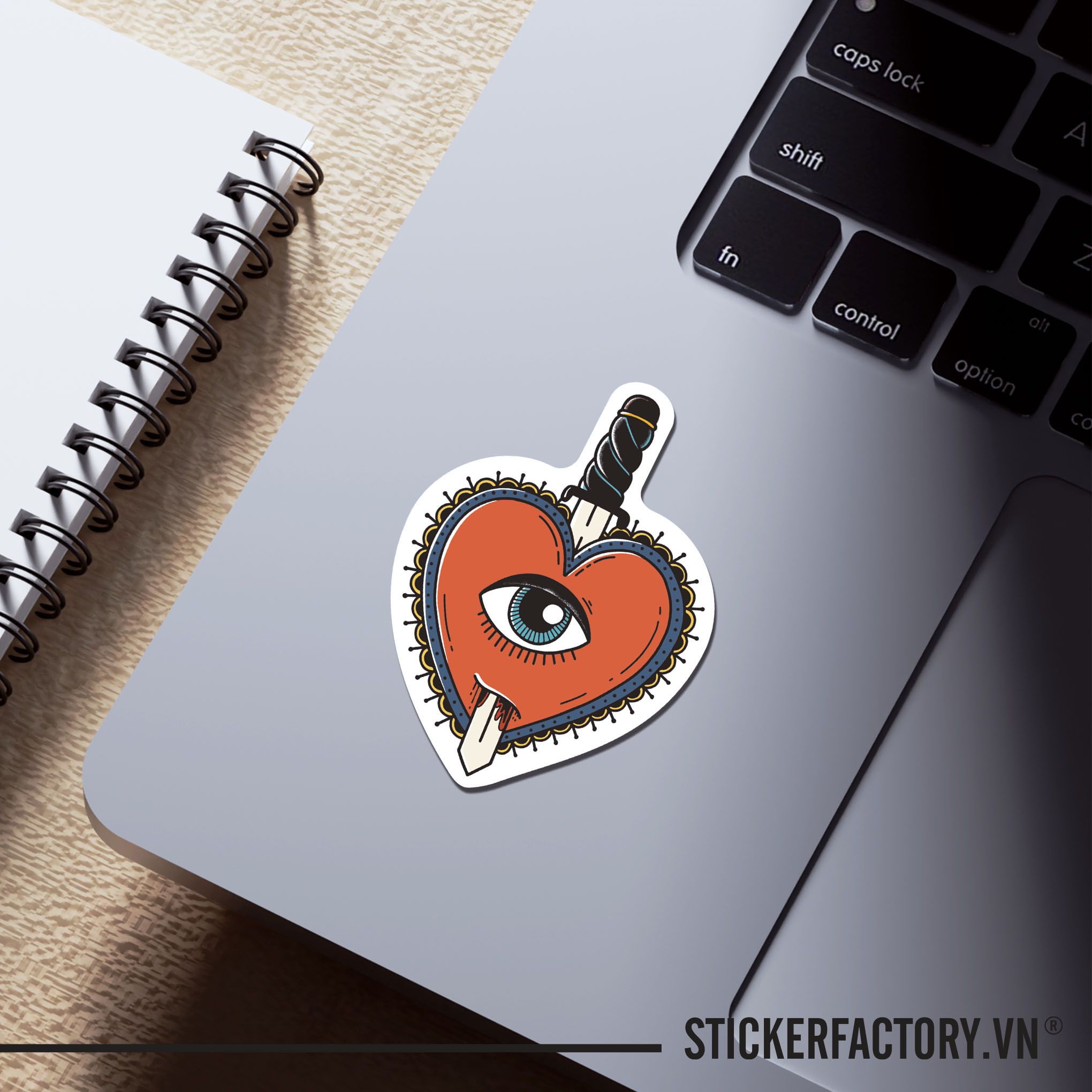DEMON HEART TATTOO 7cm - Sticker Die-cut hình dán cắt rời