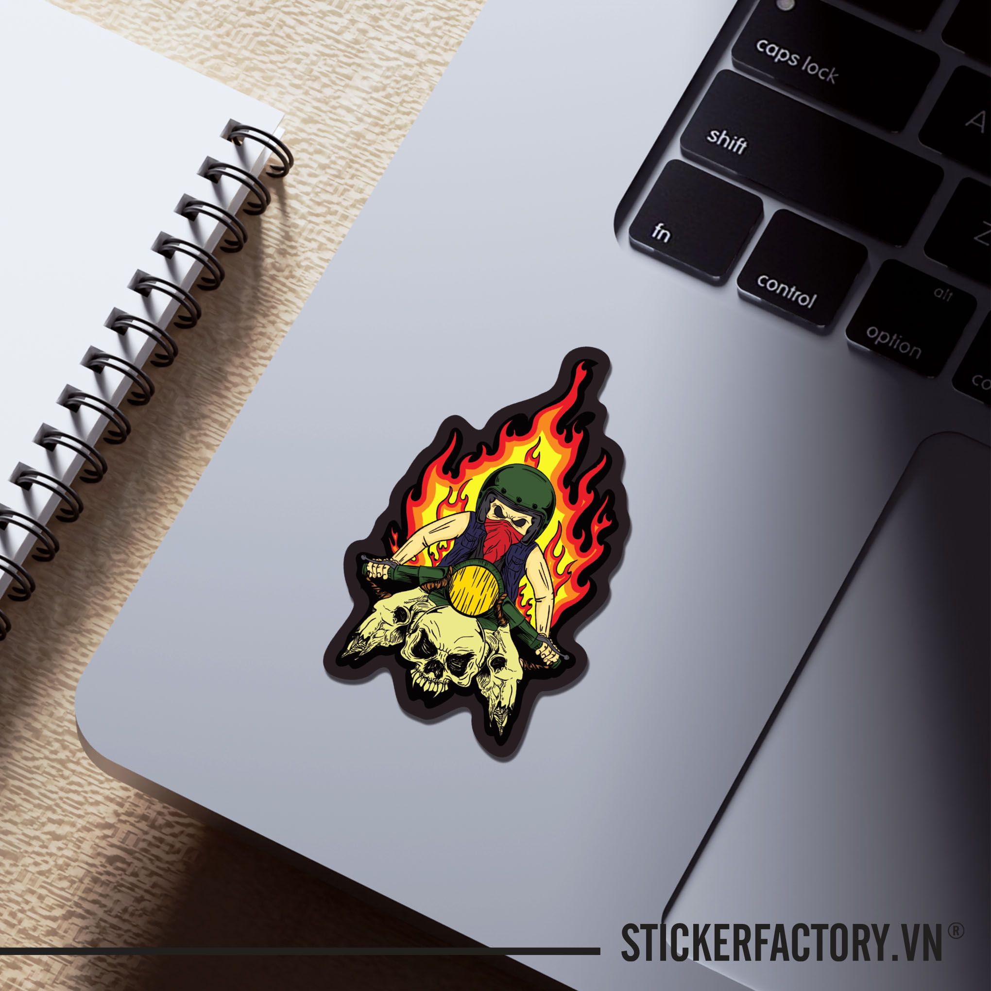 FIRE SKULL VESPA 7cm - Sticker Die-cut hình dán cắt rời