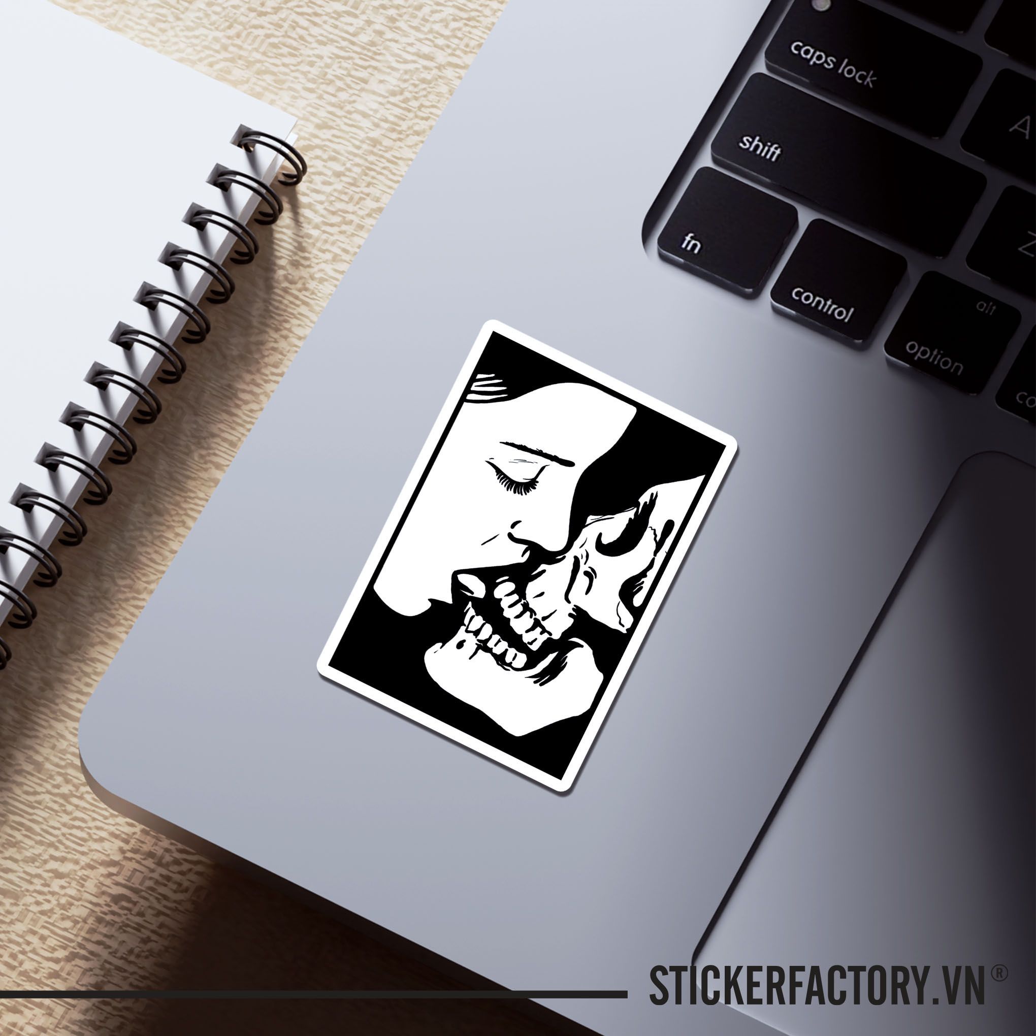 GIRL AND SKULL 7cm - Sticker Die-cut hình dán cắt rời