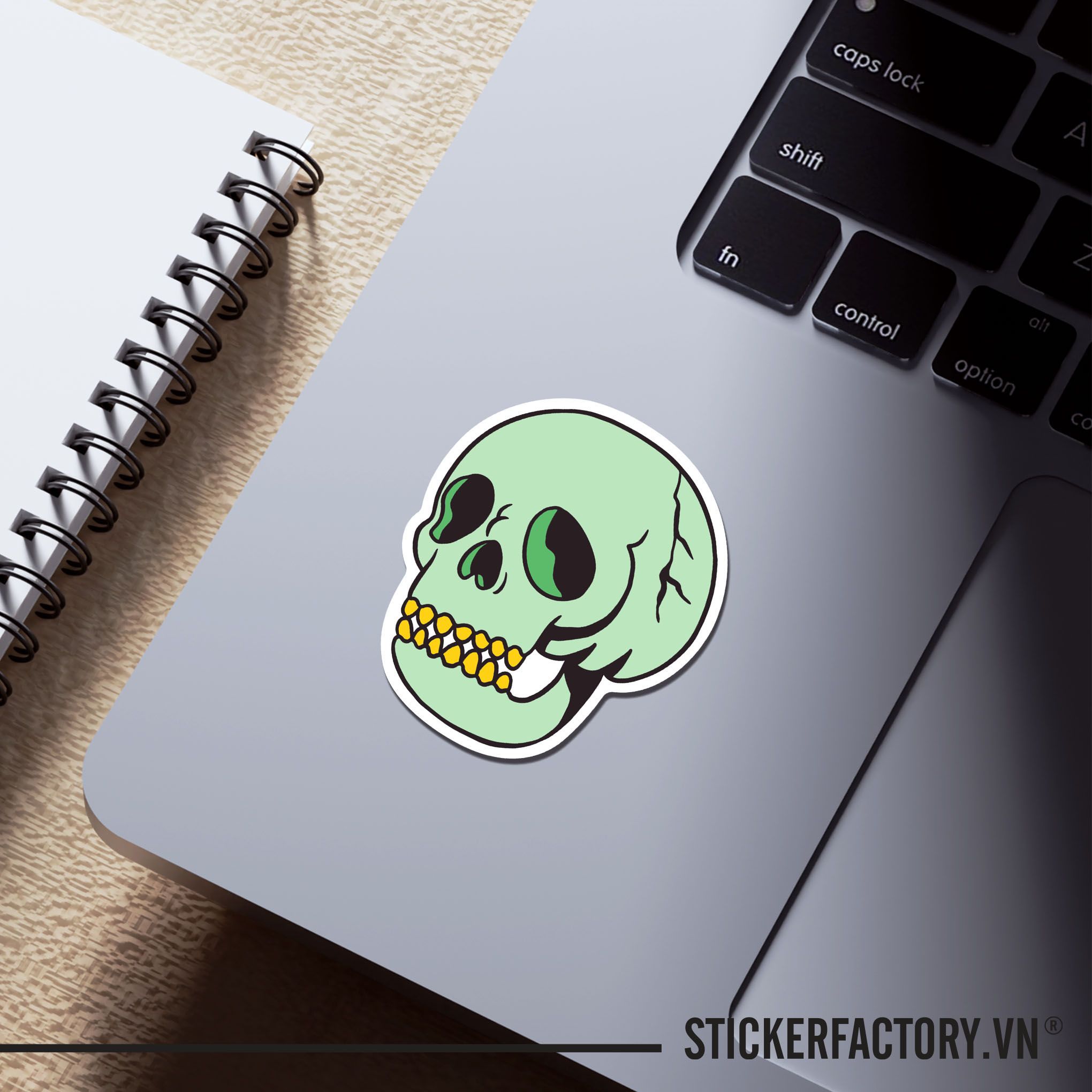 GREEN SKULL 7cm - Sticker Die-cut hình dán cắt rời