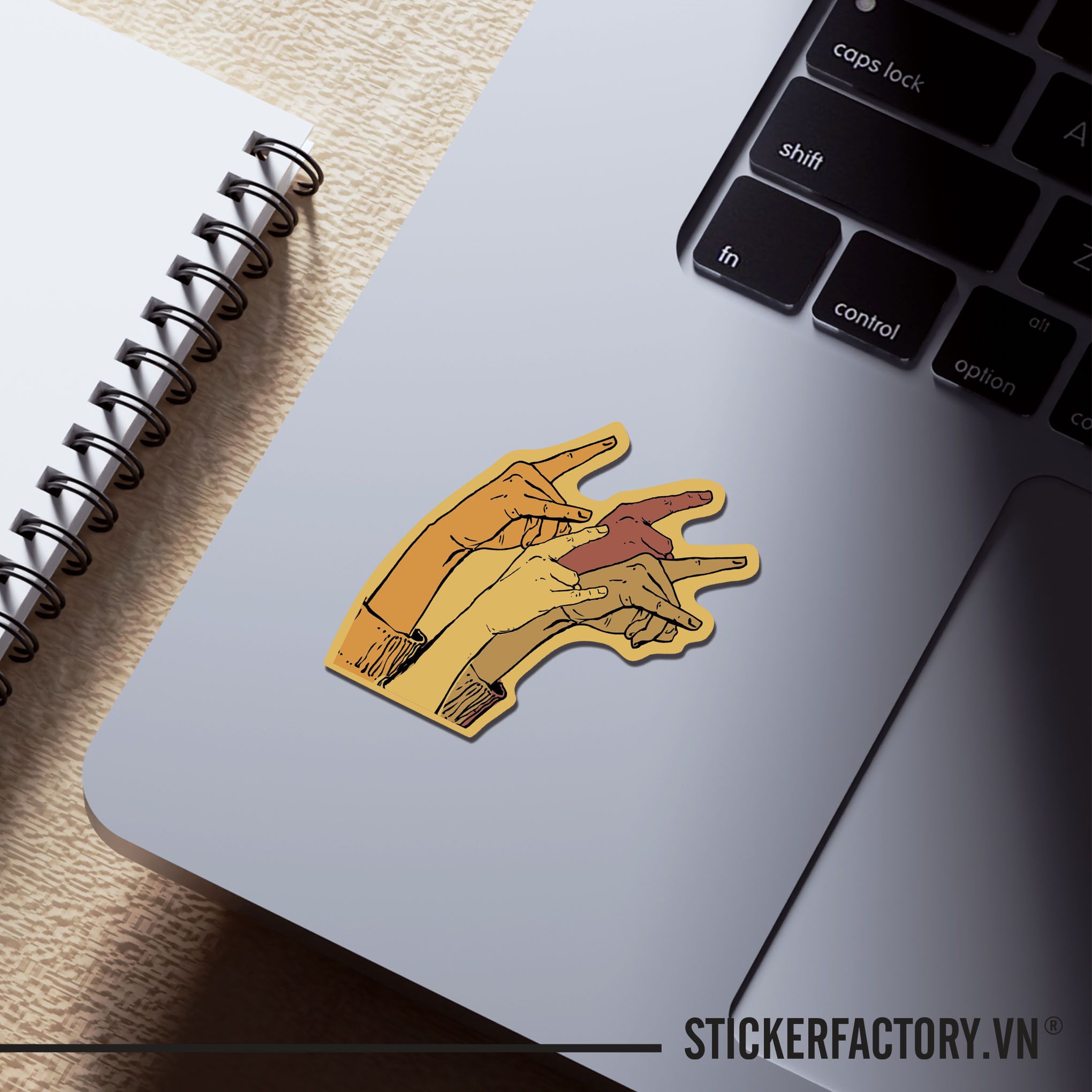 HANDS UP ROCK SIGN 7cm - Sticker Die-cut hình dán cắt rời