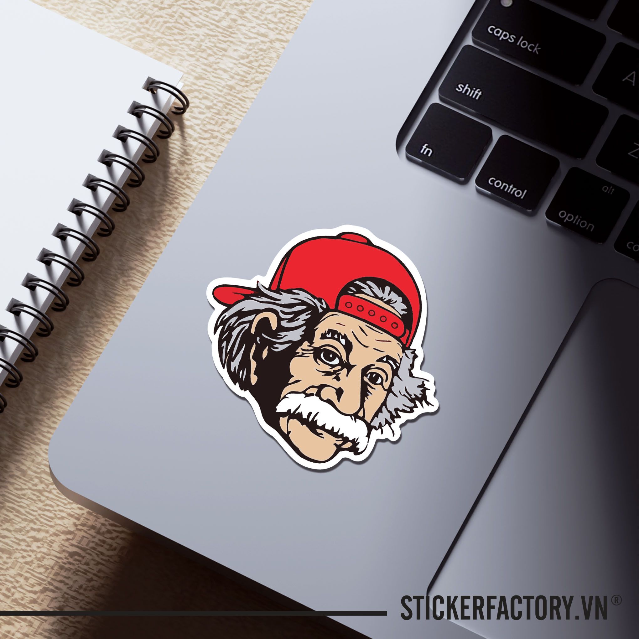 RED HAT EINSTEIN 7cm - Sticker Die-cut hình dán cắt rời