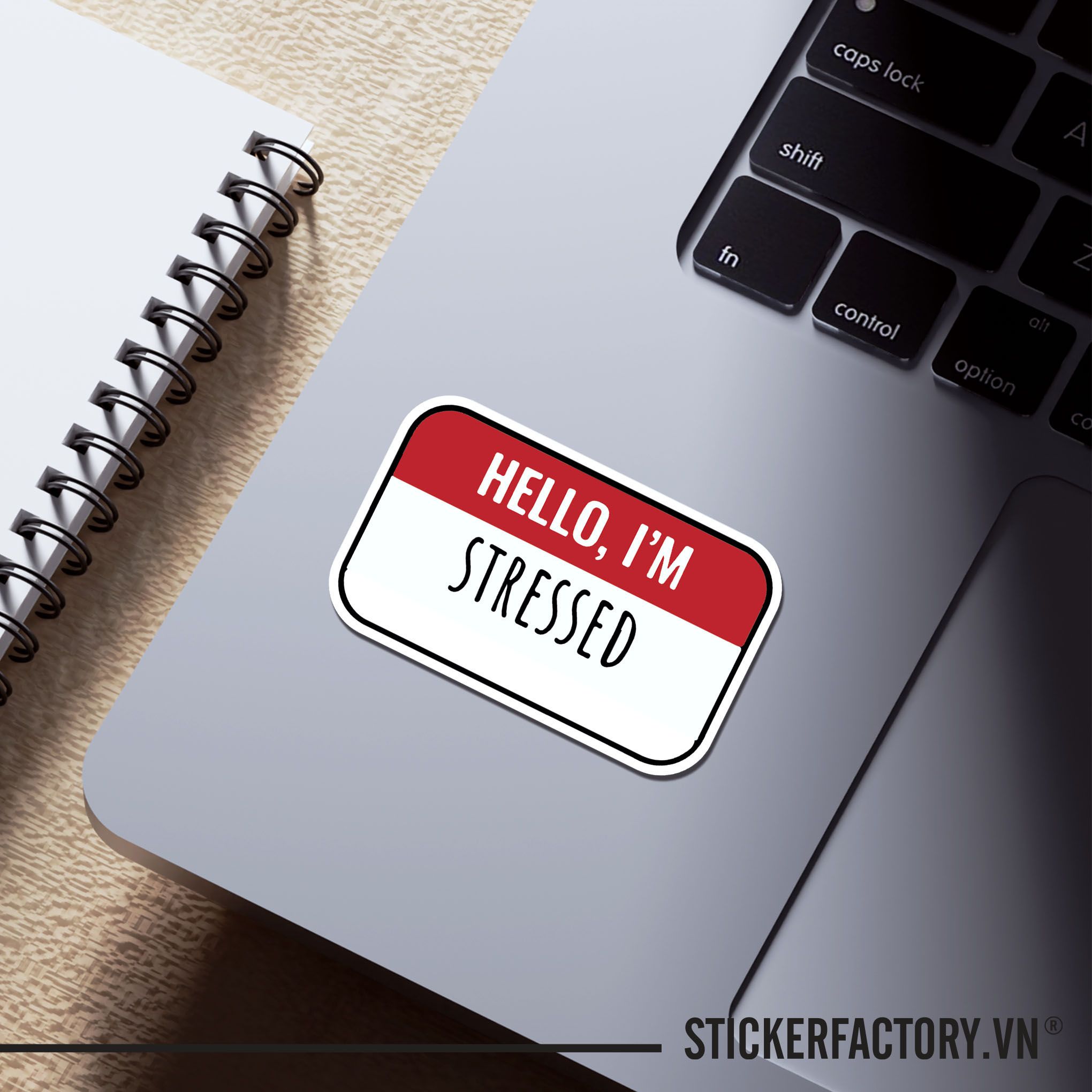 HELLO I'M STRESSED 7cm - Sticker Die-cut hình dán cắt rời