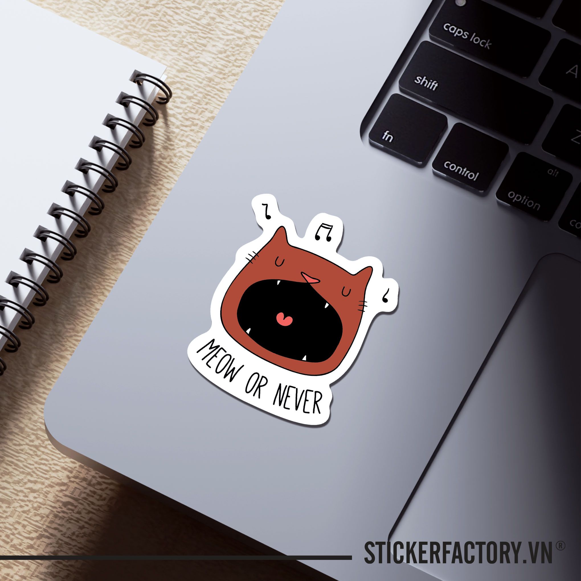 MEOW OR NEVER CAT 7cm - Sticker Die-cut hình dán cắt rời