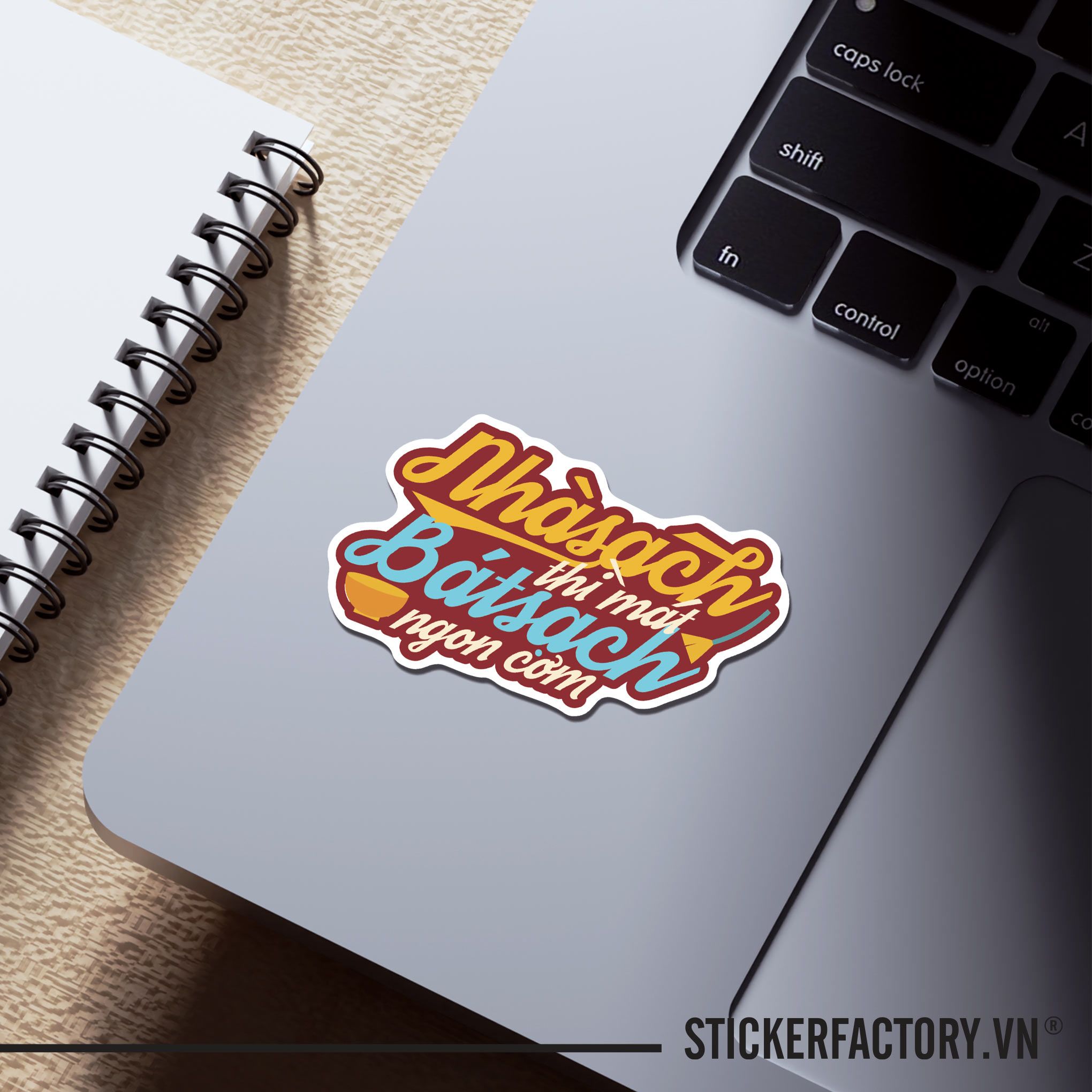 NHÀ SẠCH THÌ MÁT - BÁT SẠCH NGON CƠM 7cm - Sticker Die-cut hình dán cắt rời